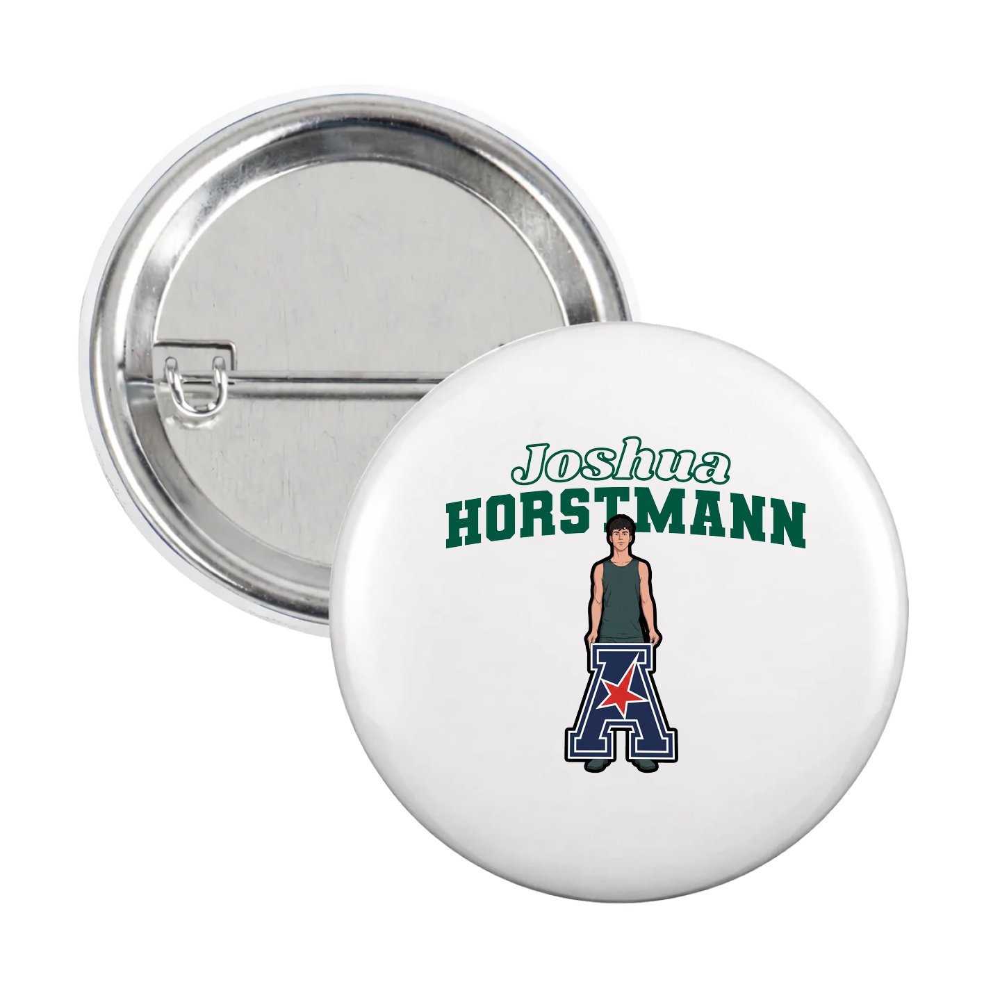 Game Day Button — Name Arch in White