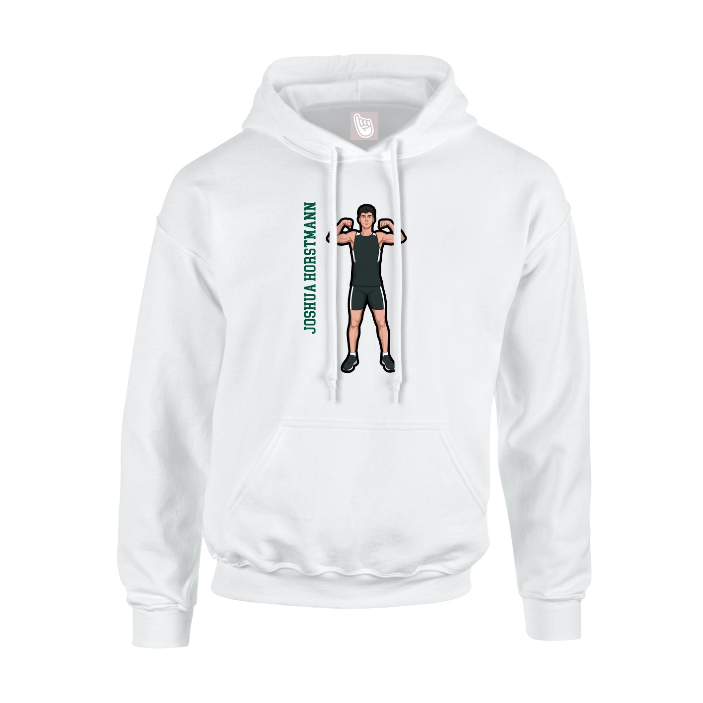Youth Hoodie — Name Vertical in White