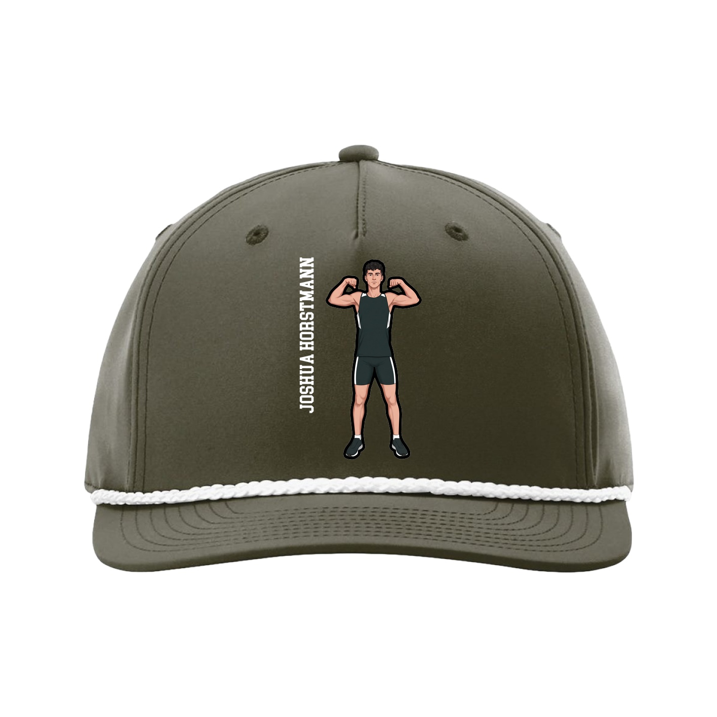Five-Panel Classic Rope Cap — Name Vertical in Green