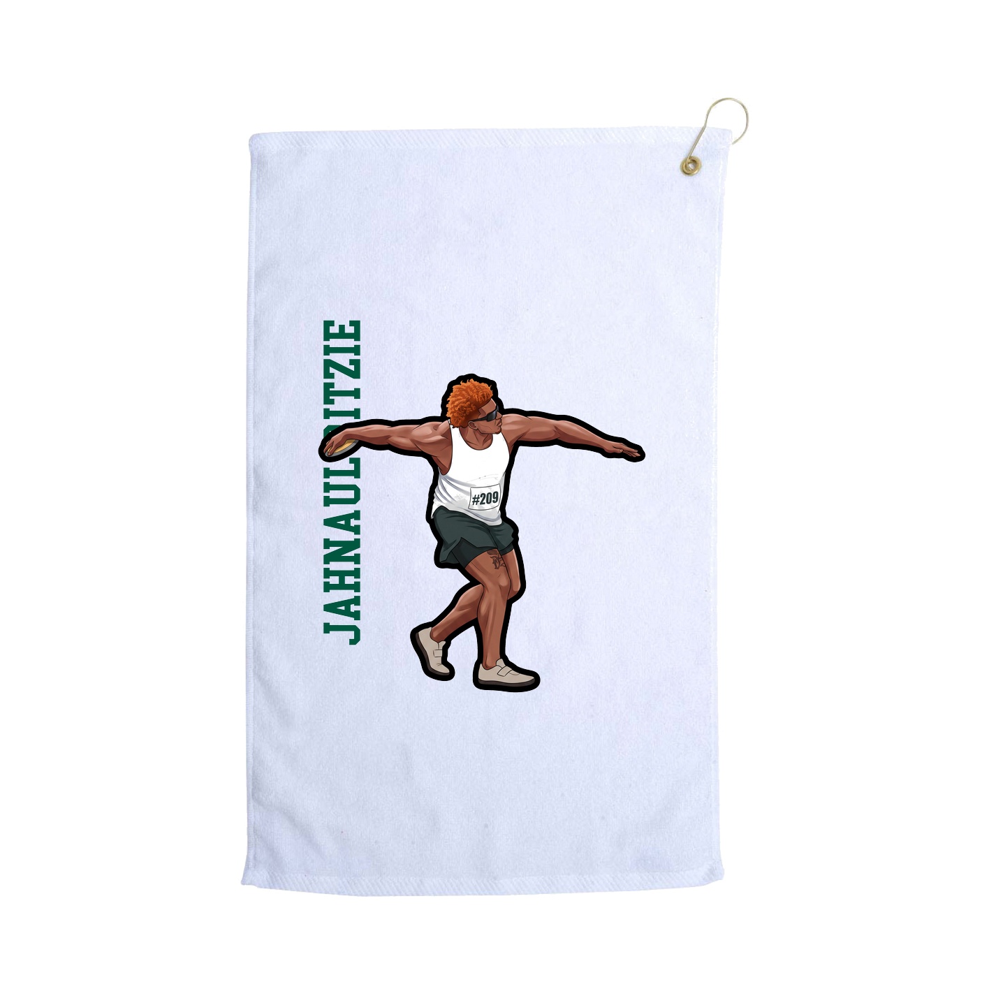 Golf Towel — Name Vertical in White