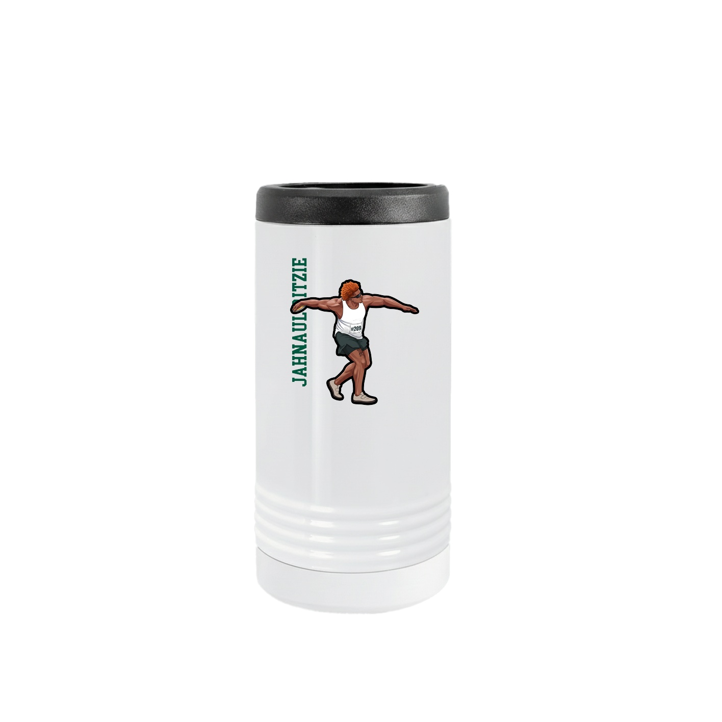 Slim Beverage Holder — Name Vertical in White