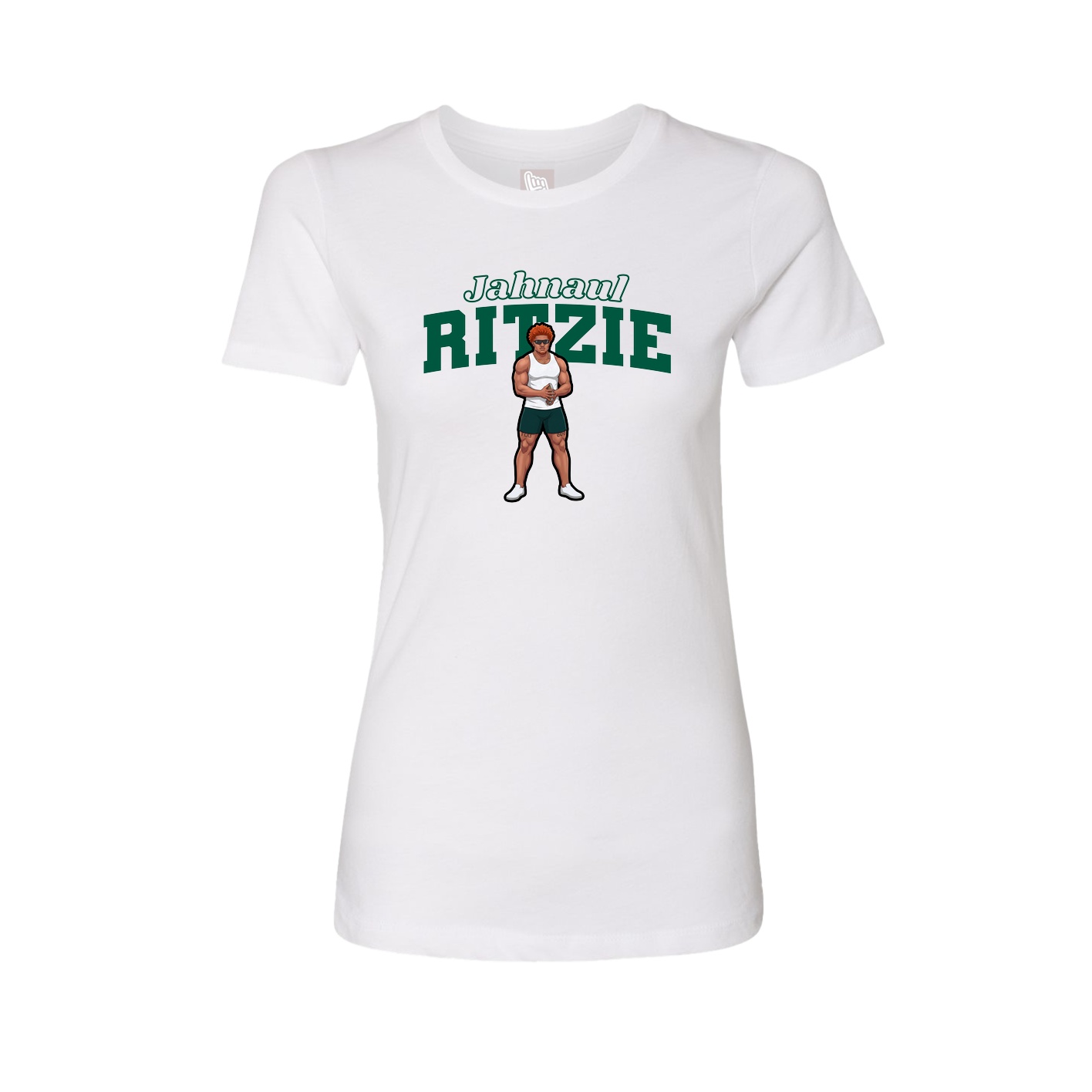 Fitted Women's Tee — Name Arch in White