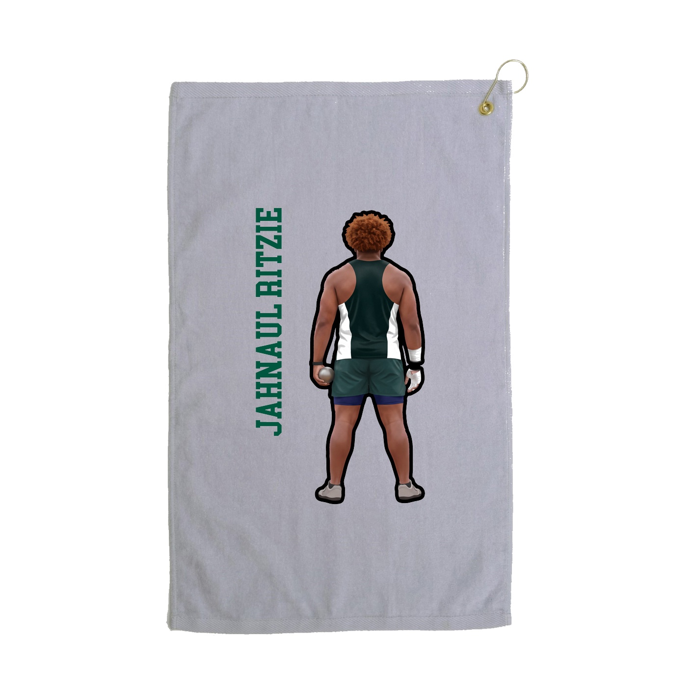Golf Towel — Name Vertical in Grey