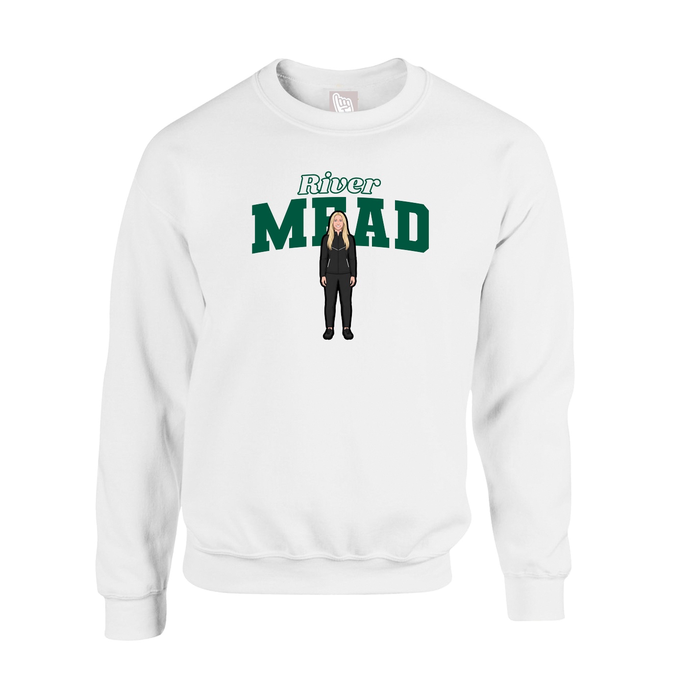 Fleece Crew — Name Arch in White