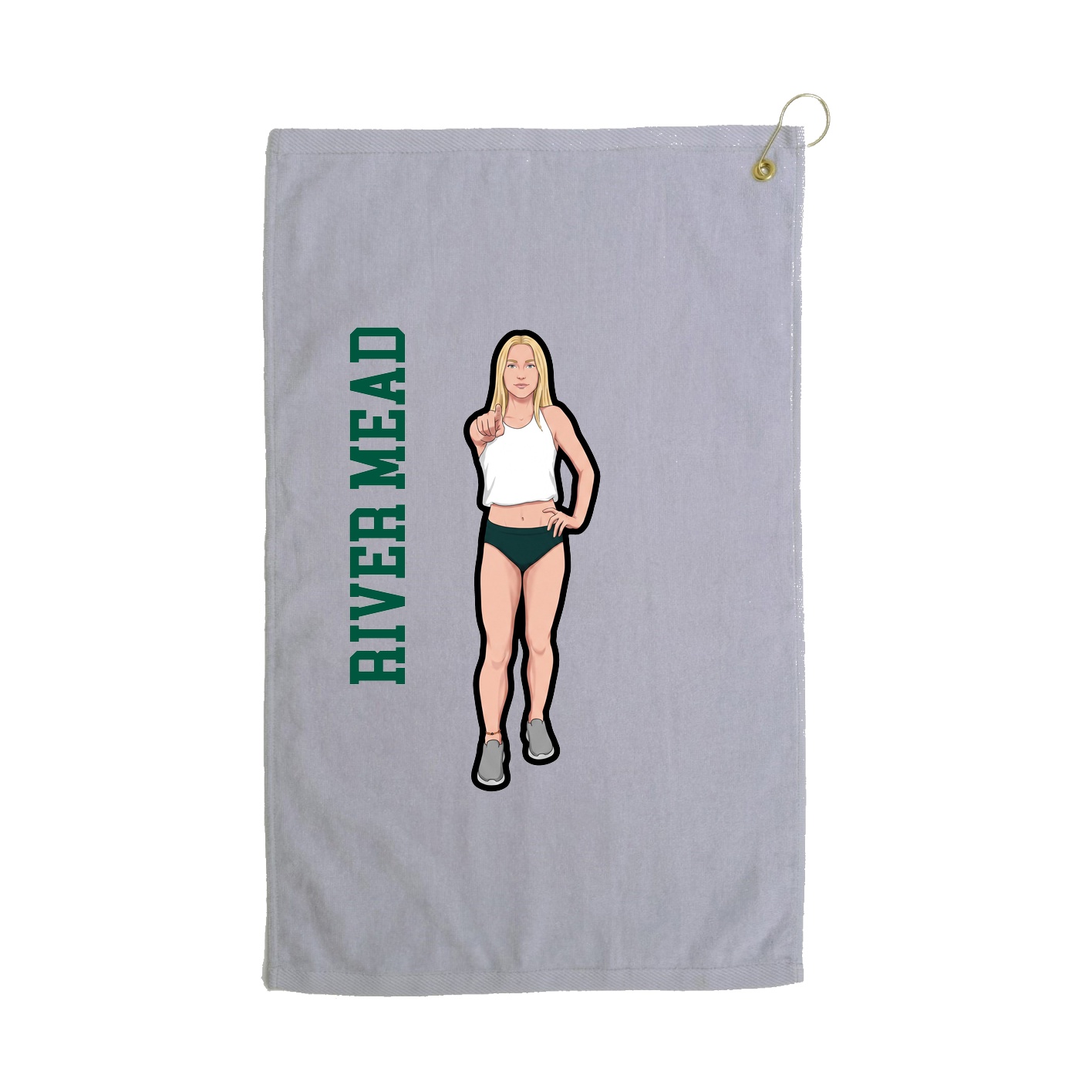 Golf Towel — Name Vertical in Grey