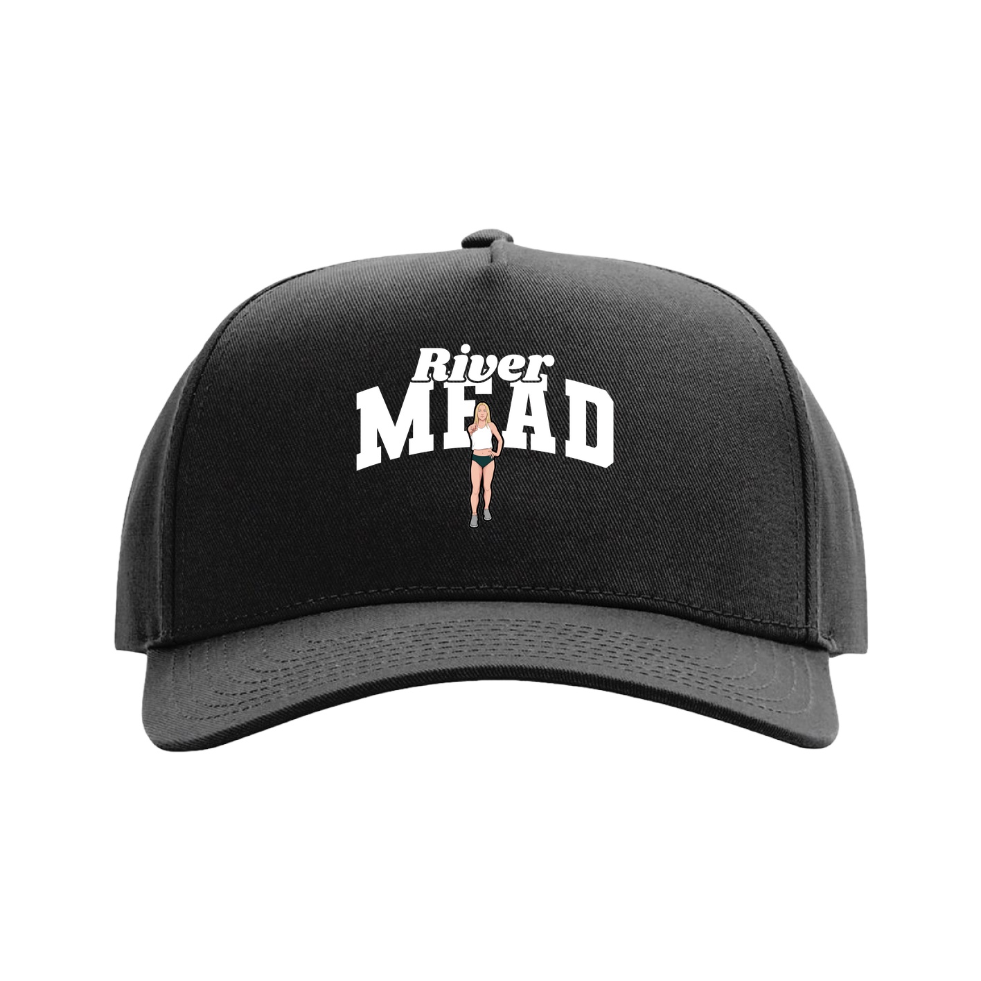 Full Fabric Five-Panel Champ Cap — Signature Arch in Black