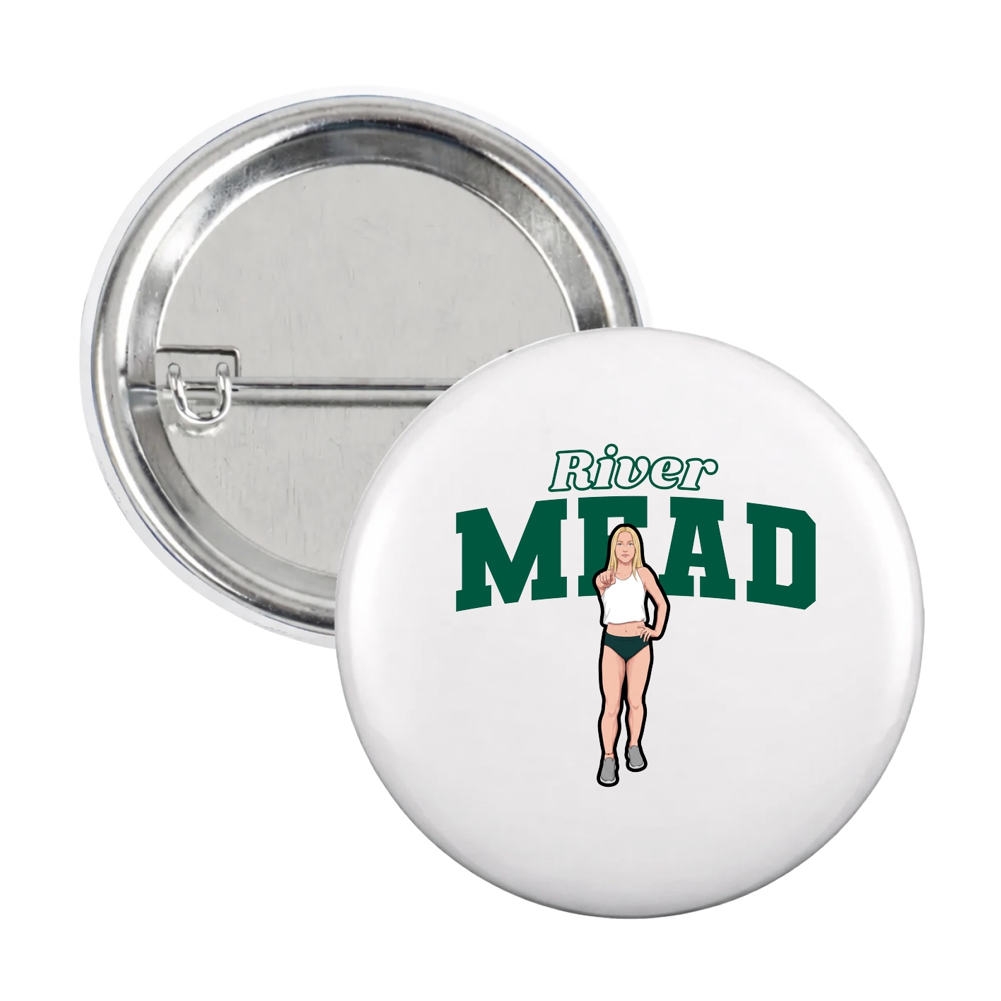 Game Day Button — Name Arch in White