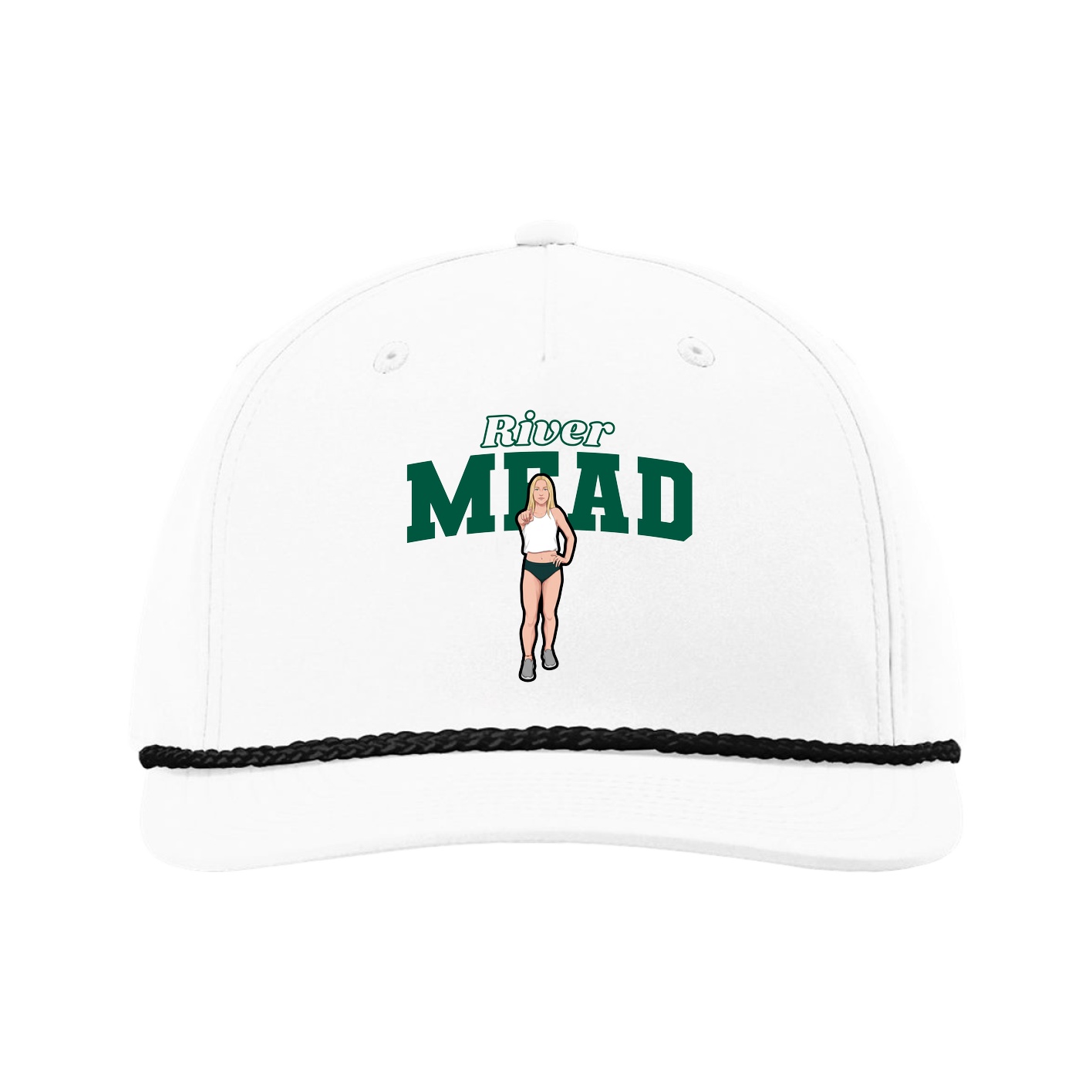Five-Panel Classic Rope Cap — Name Arch in White
