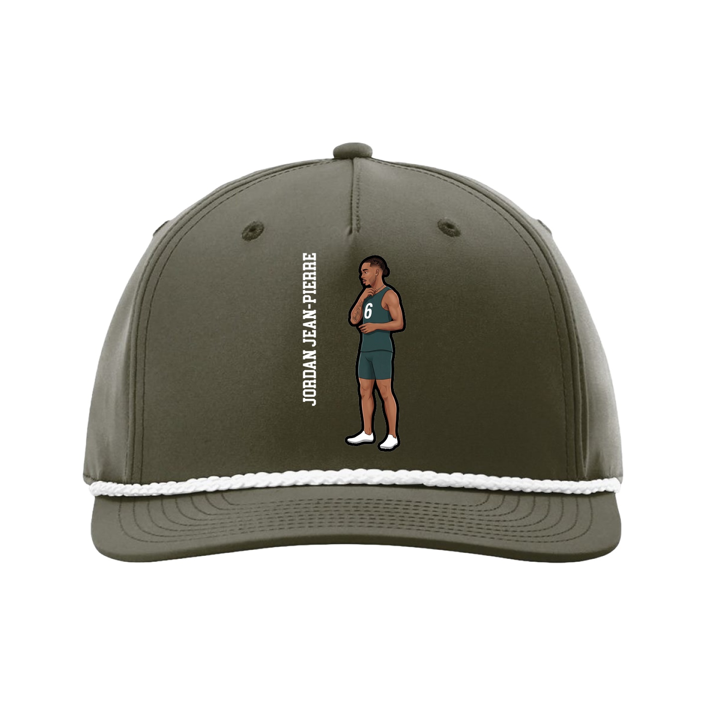 Five-Panel Classic Rope Cap — Name Vertical in Green