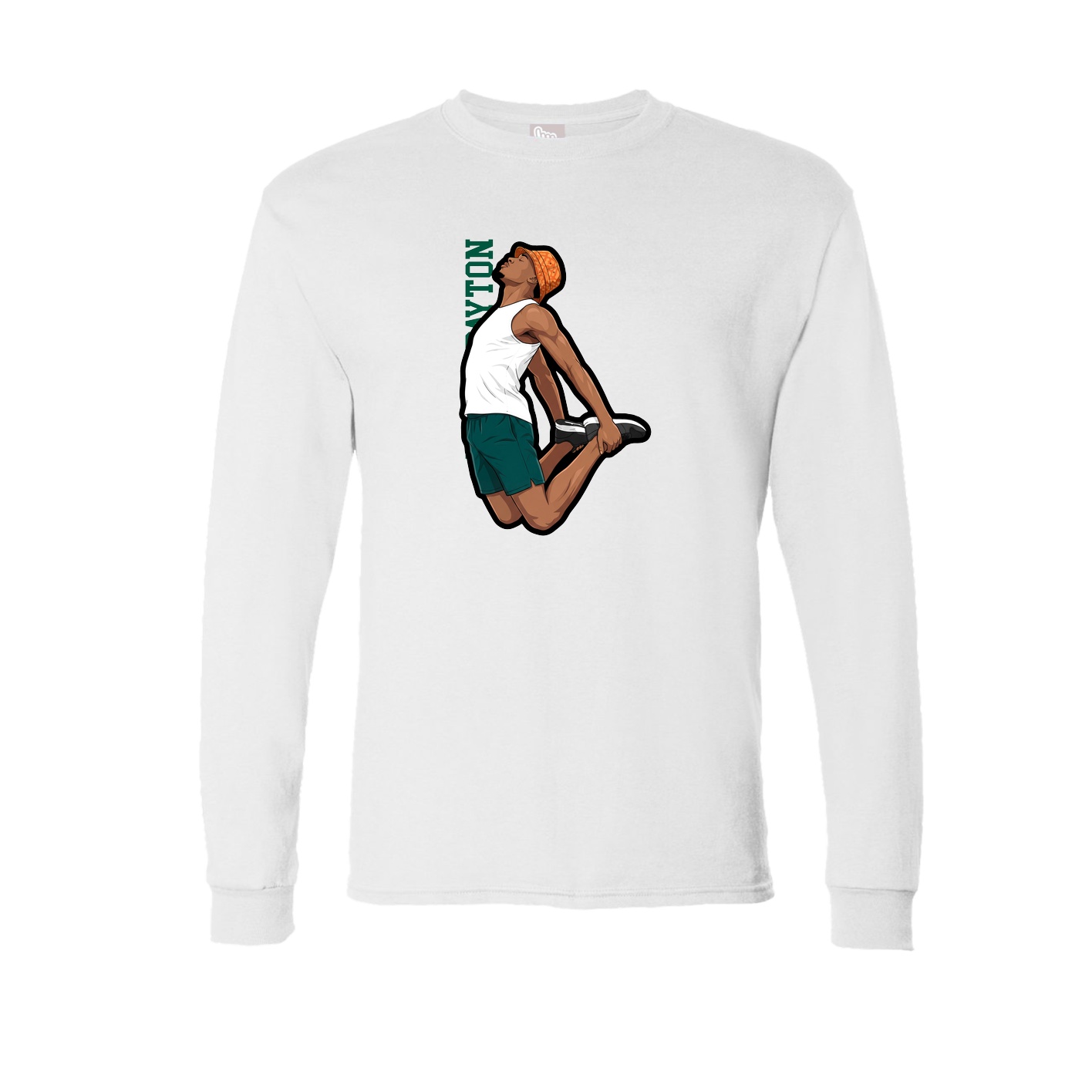 Long Sleeve Tee — Name Vertical in White