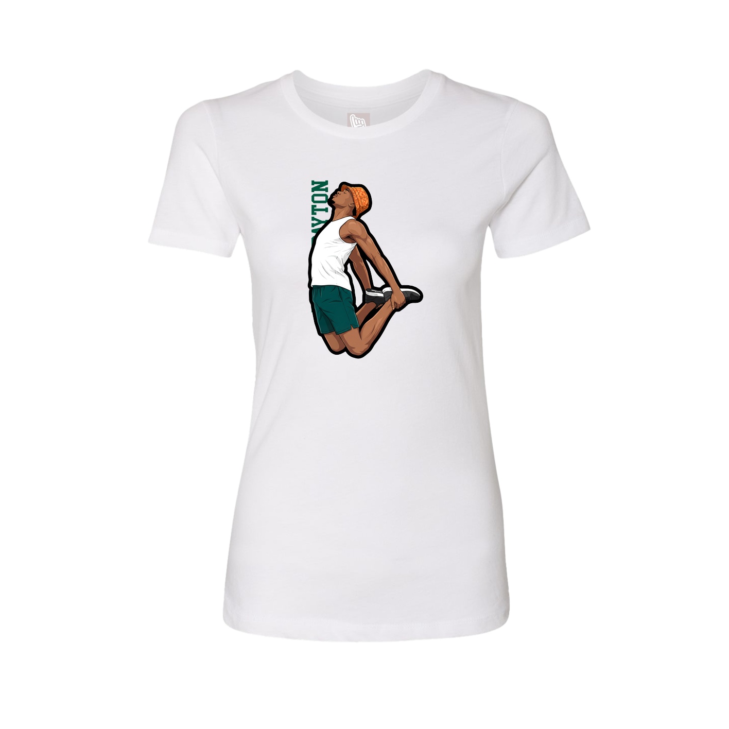 Fitted Women's Tee — Name Vertical in White