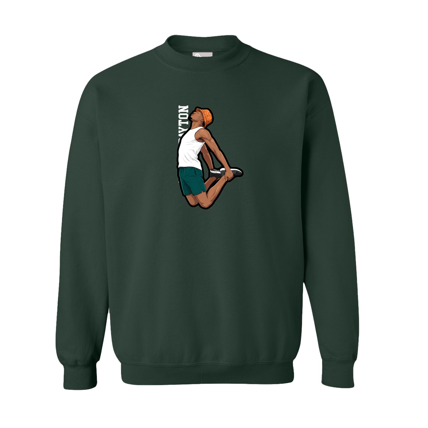 Fleece Crew — Name Vertical in Green