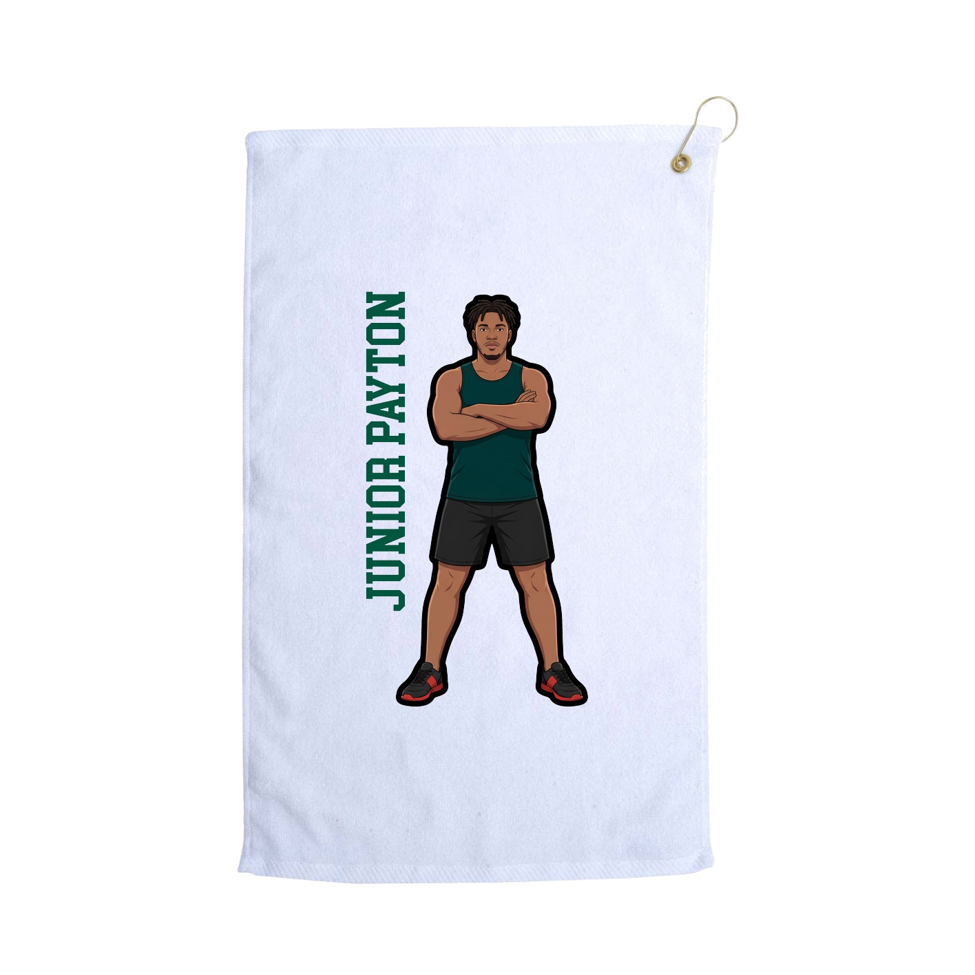 Golf Towel — Name Vertical in White