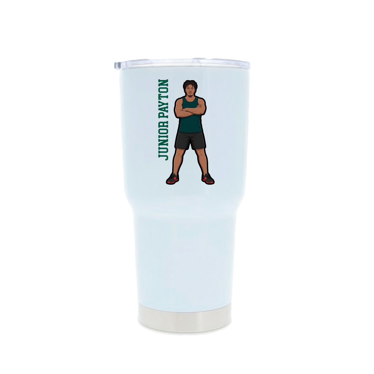 30oz Stainless Steel Tumbler — Name Vertical in White