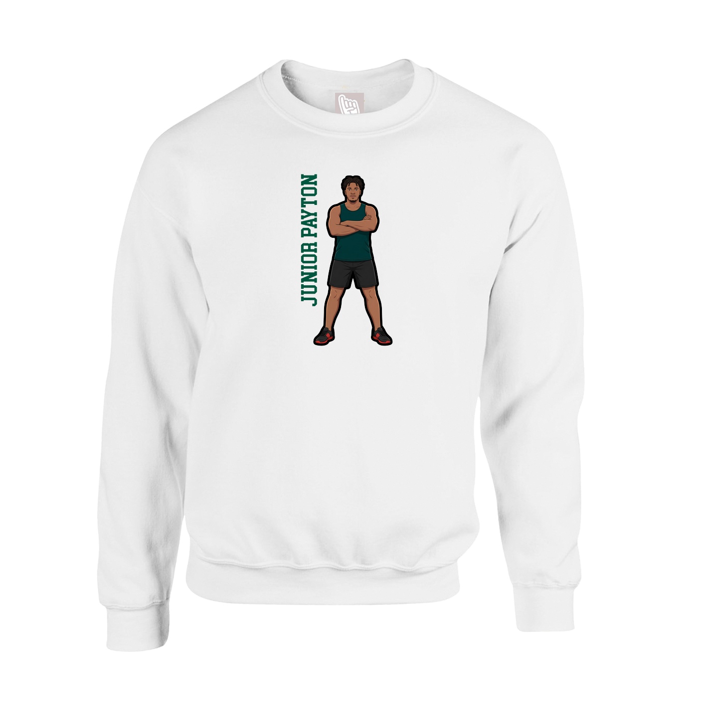 Fleece Crew — Name Vertical in White