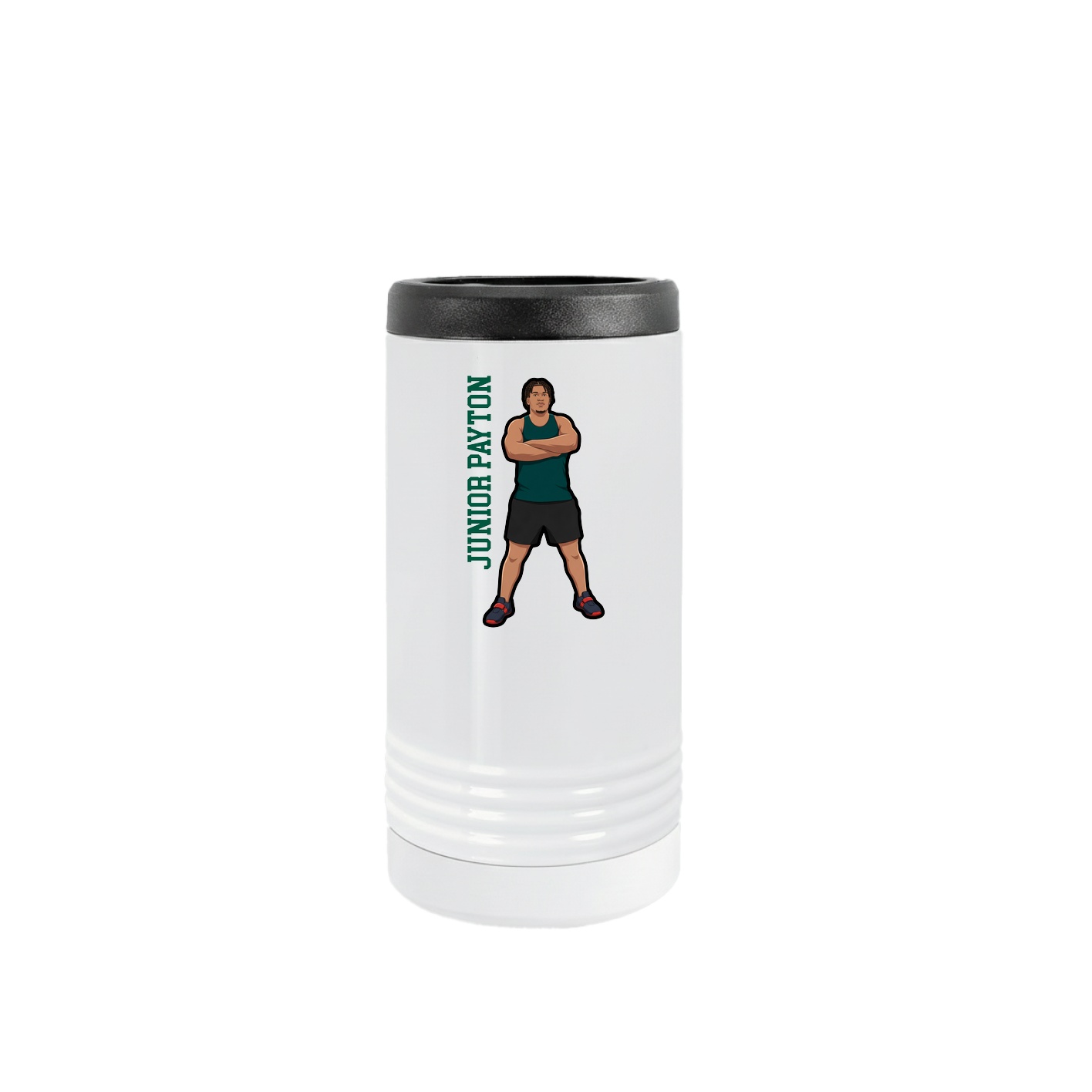 Slim Beverage Holder — Name Vertical in White