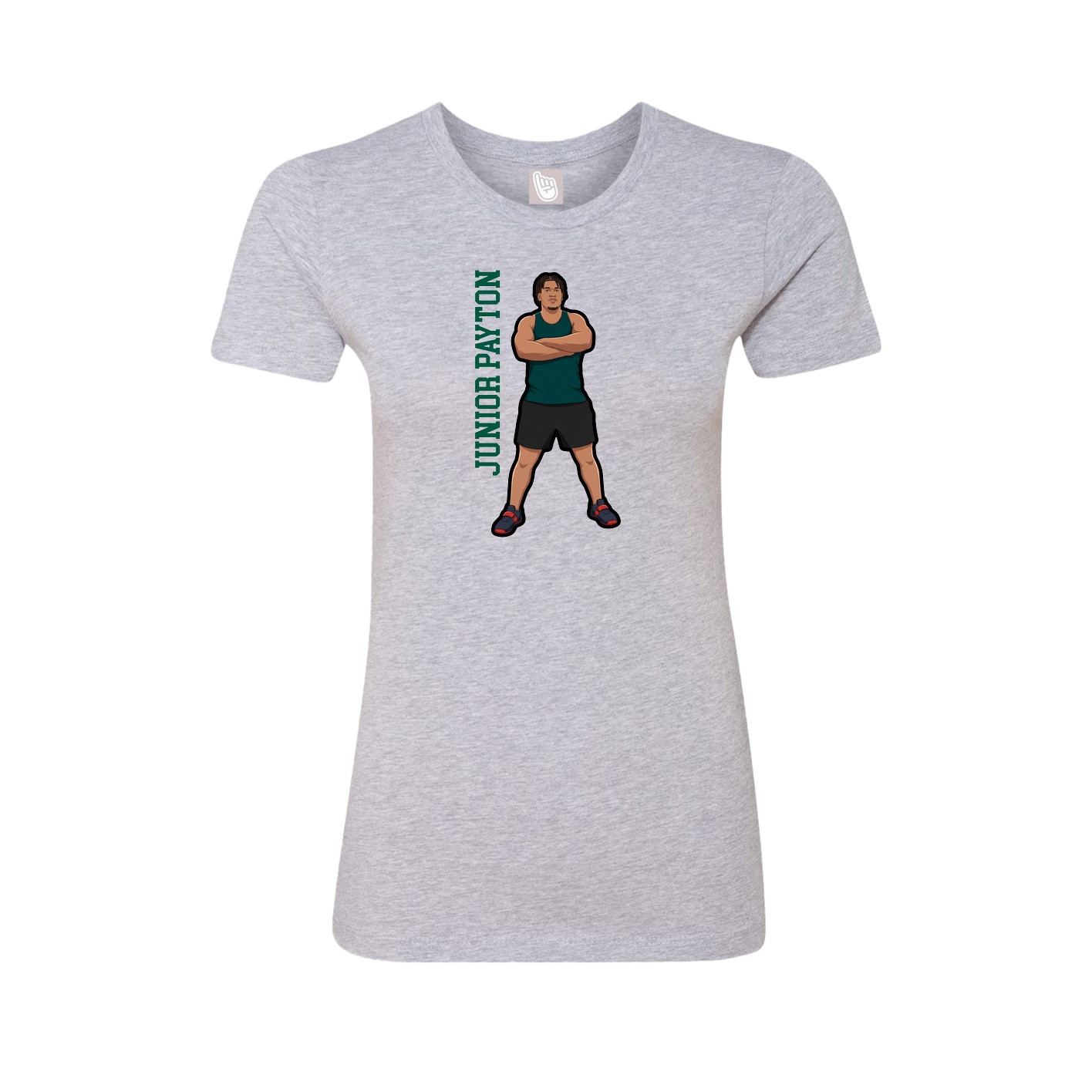 Fitted Women's Tee — Name Vertical in Grey