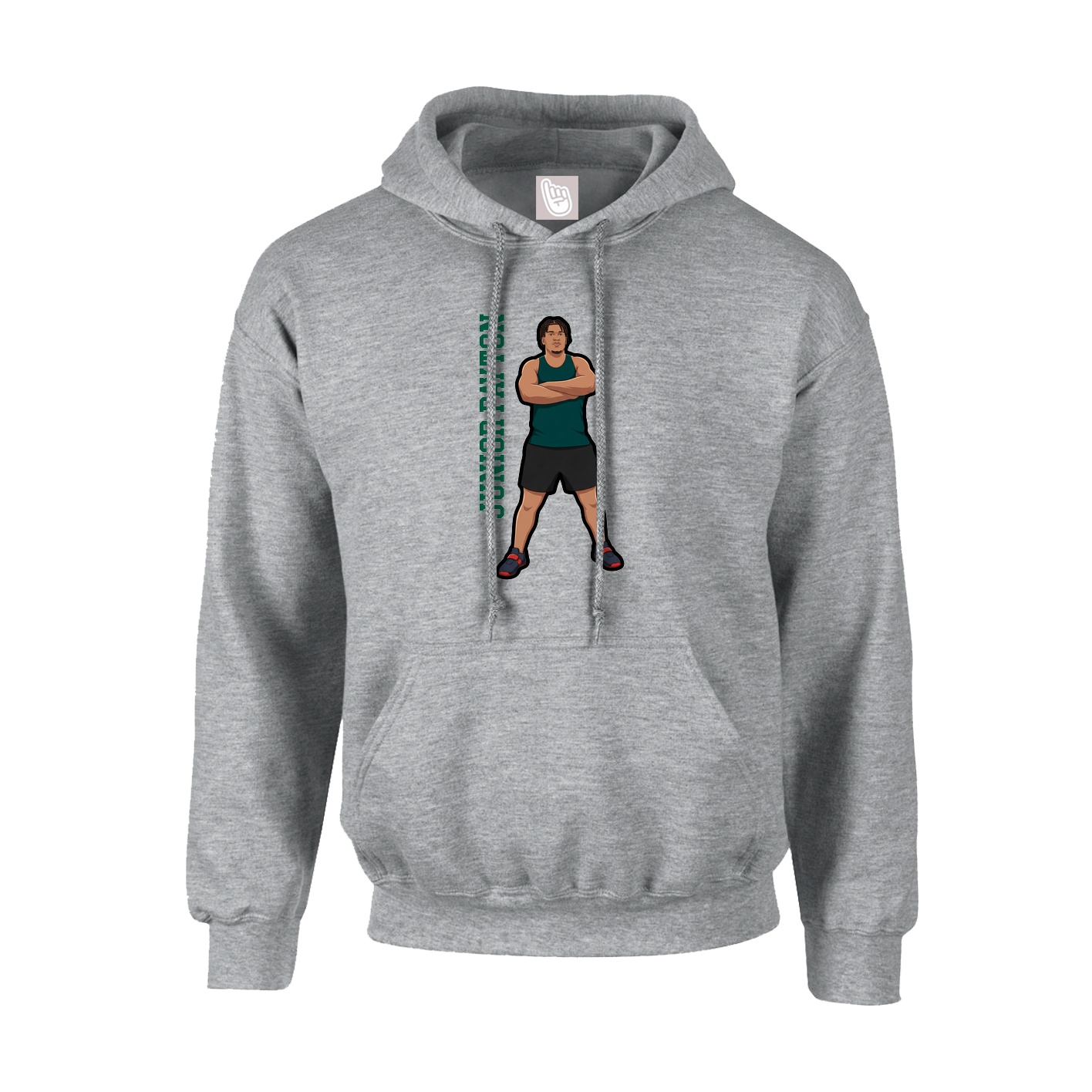 Youth Hoodie — Name Vertical in Grey