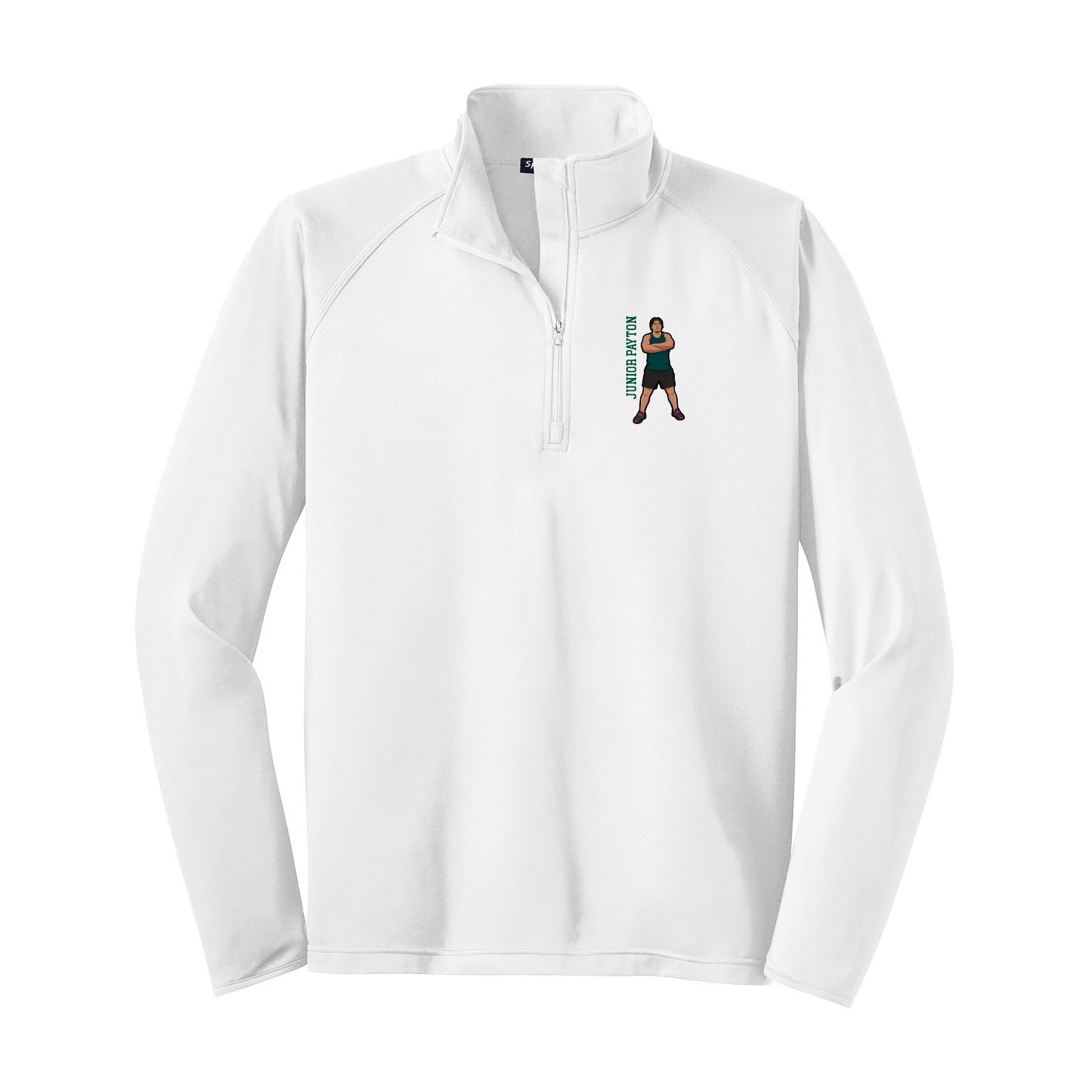 Q-Zip Pullover — Name Vertical in White