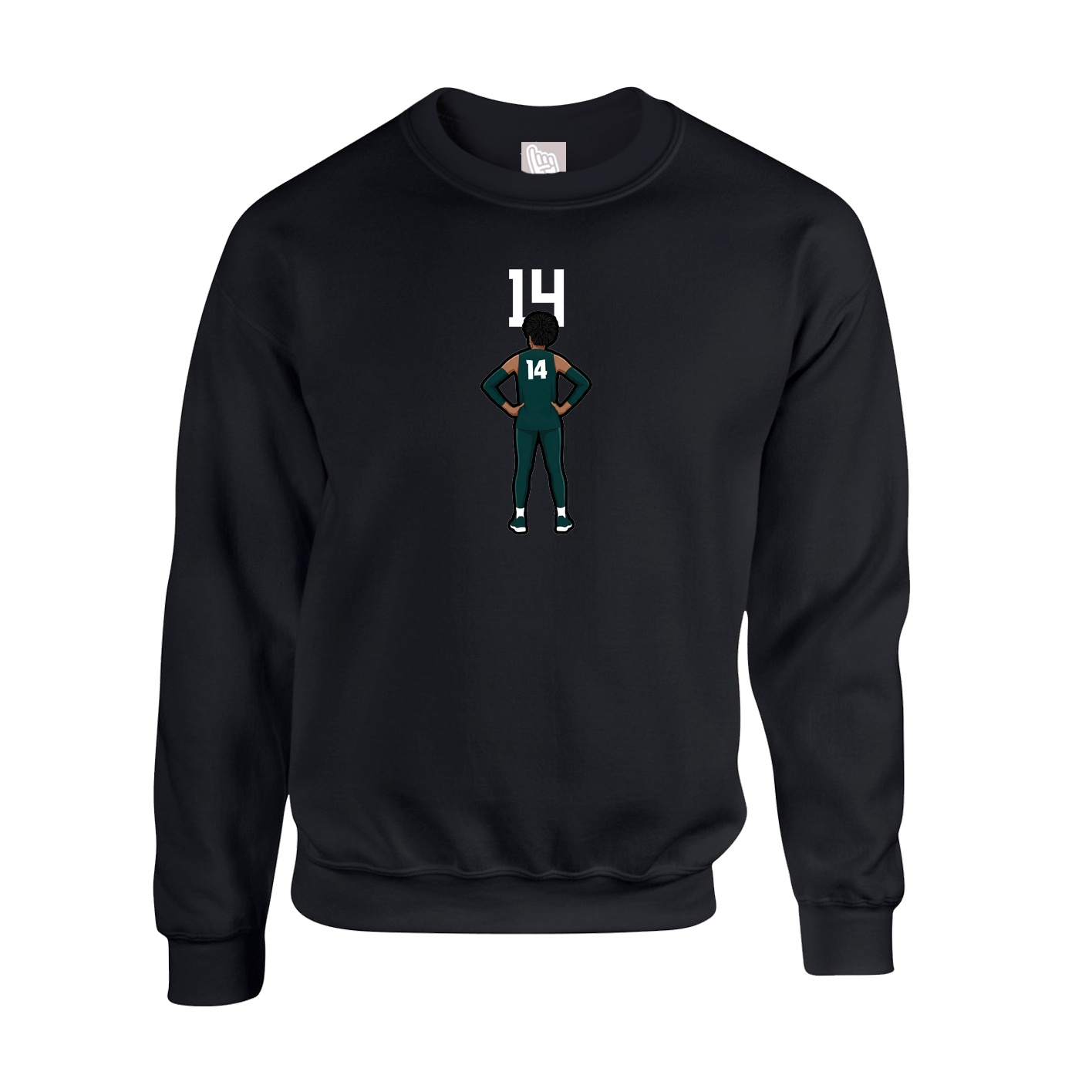 Fleece Crew — Number Top in Black