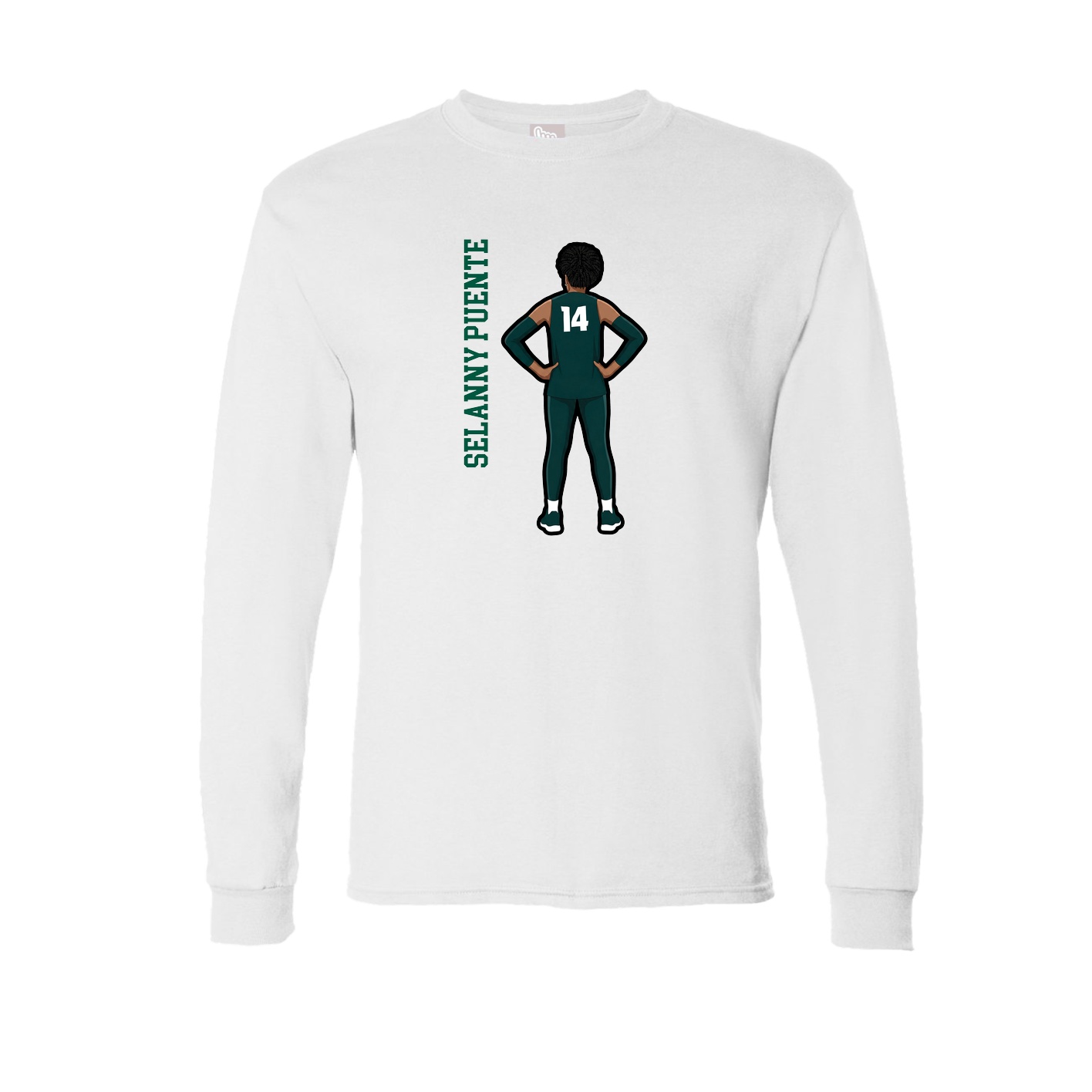 Long Sleeve Tee — Name Vertical in White