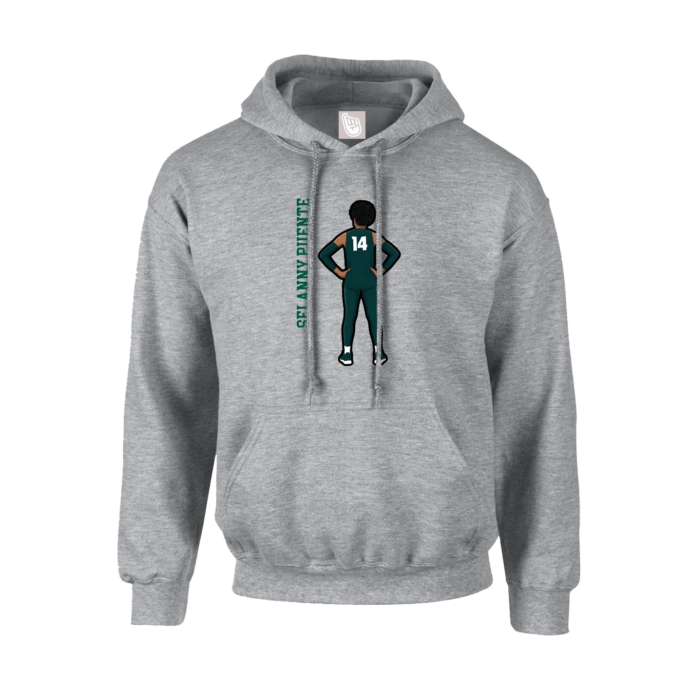 Hoodie — Name Vertical in Grey