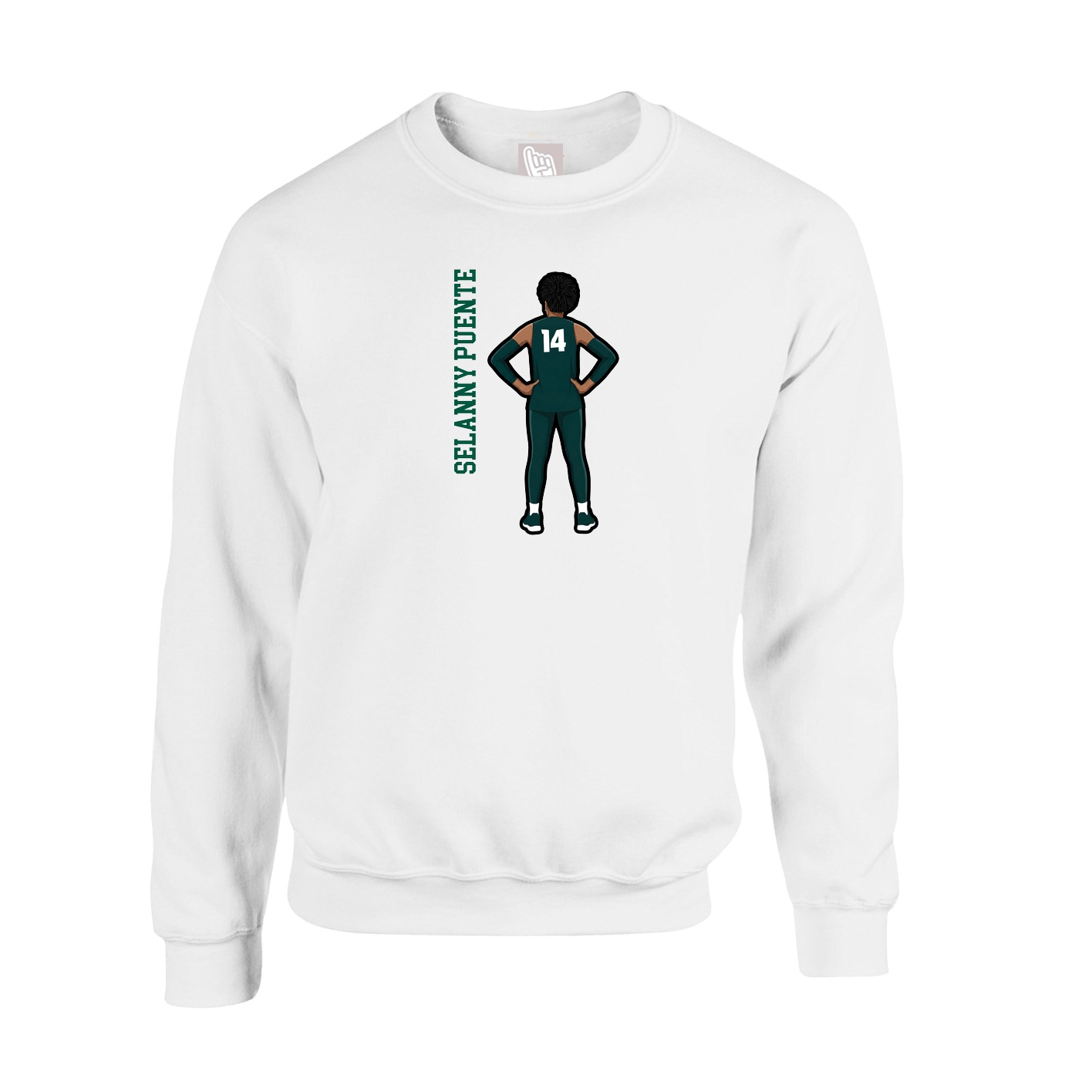 Fleece Crew — Name Vertical in White