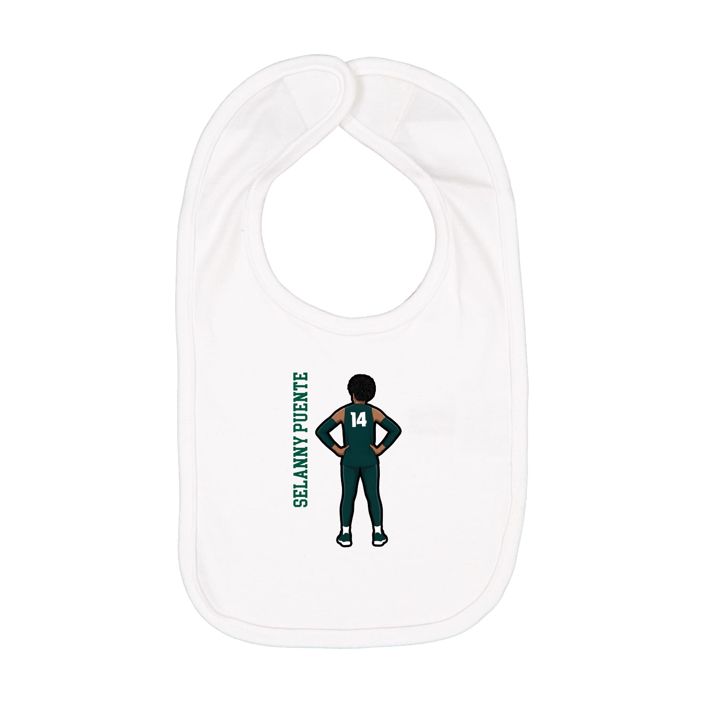 Infant Bib — Name Vertical in White