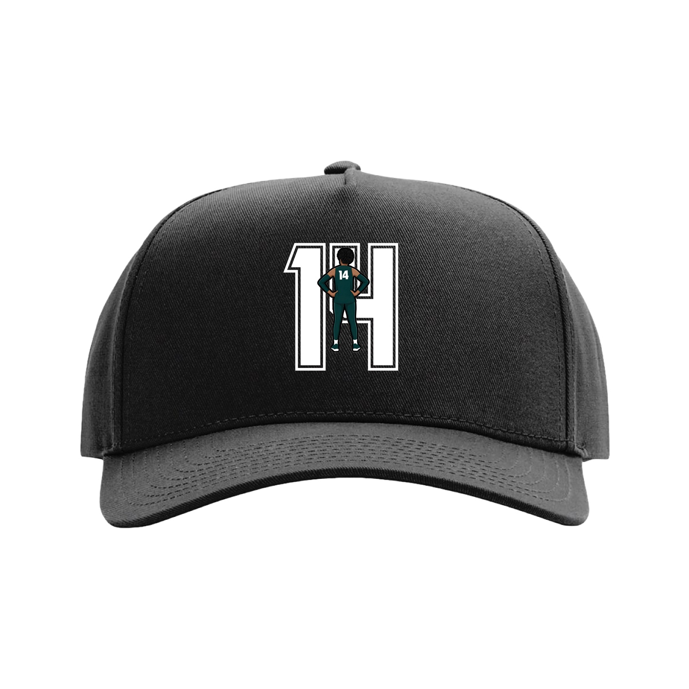Full Fabric Five-Panel Champ Cap — Number in Black