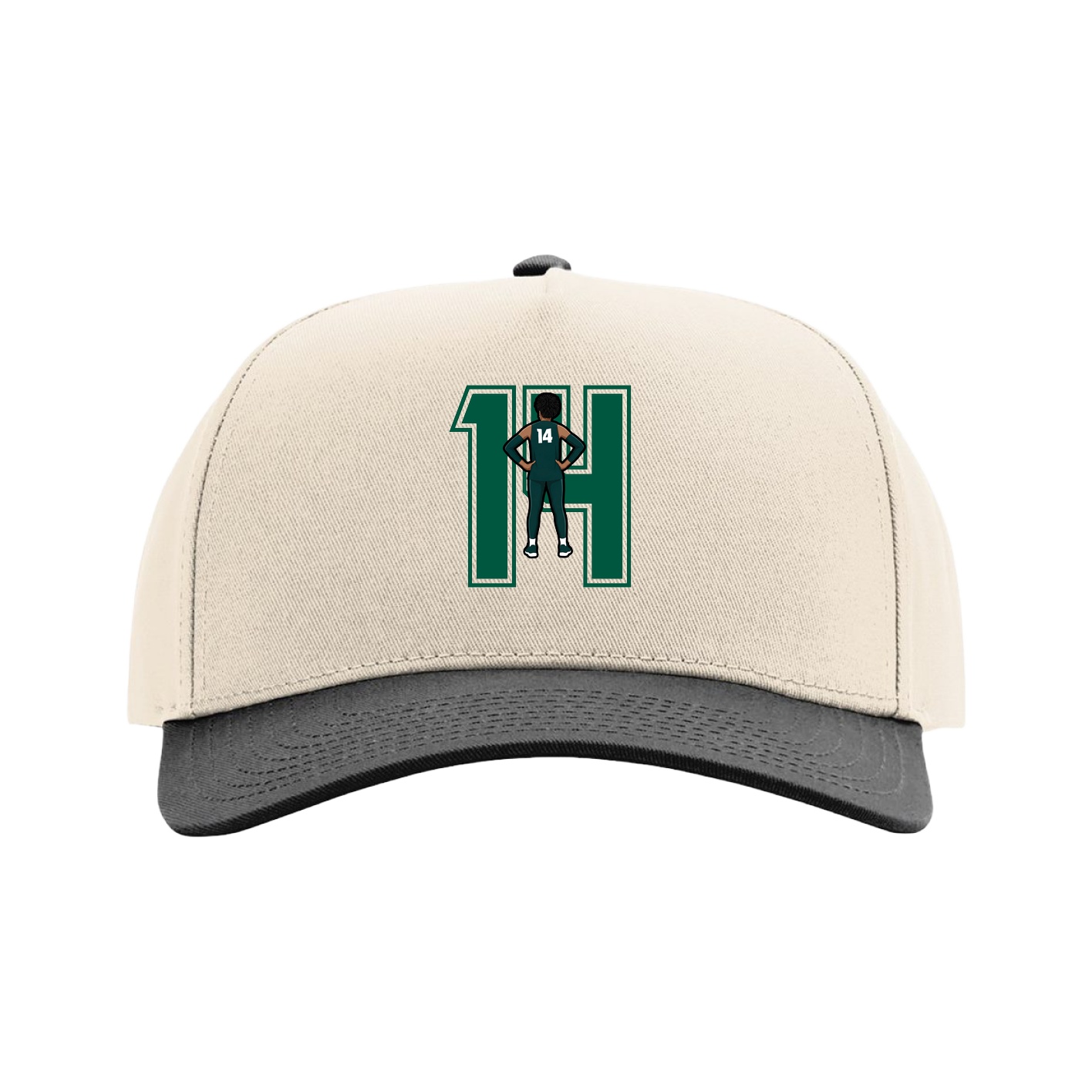 Full Fabric Five-Panel Champ Cap — Number in Cream/Black