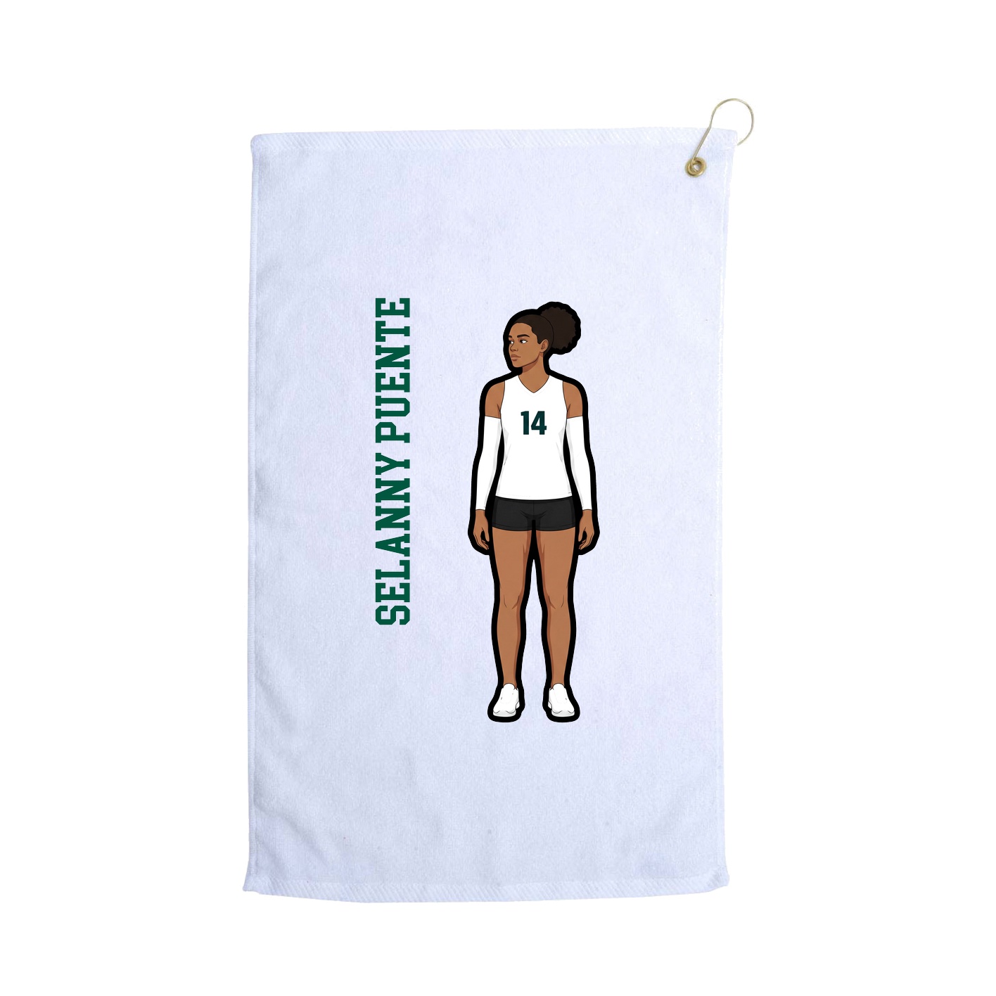 Golf Towel — Name Vertical in White