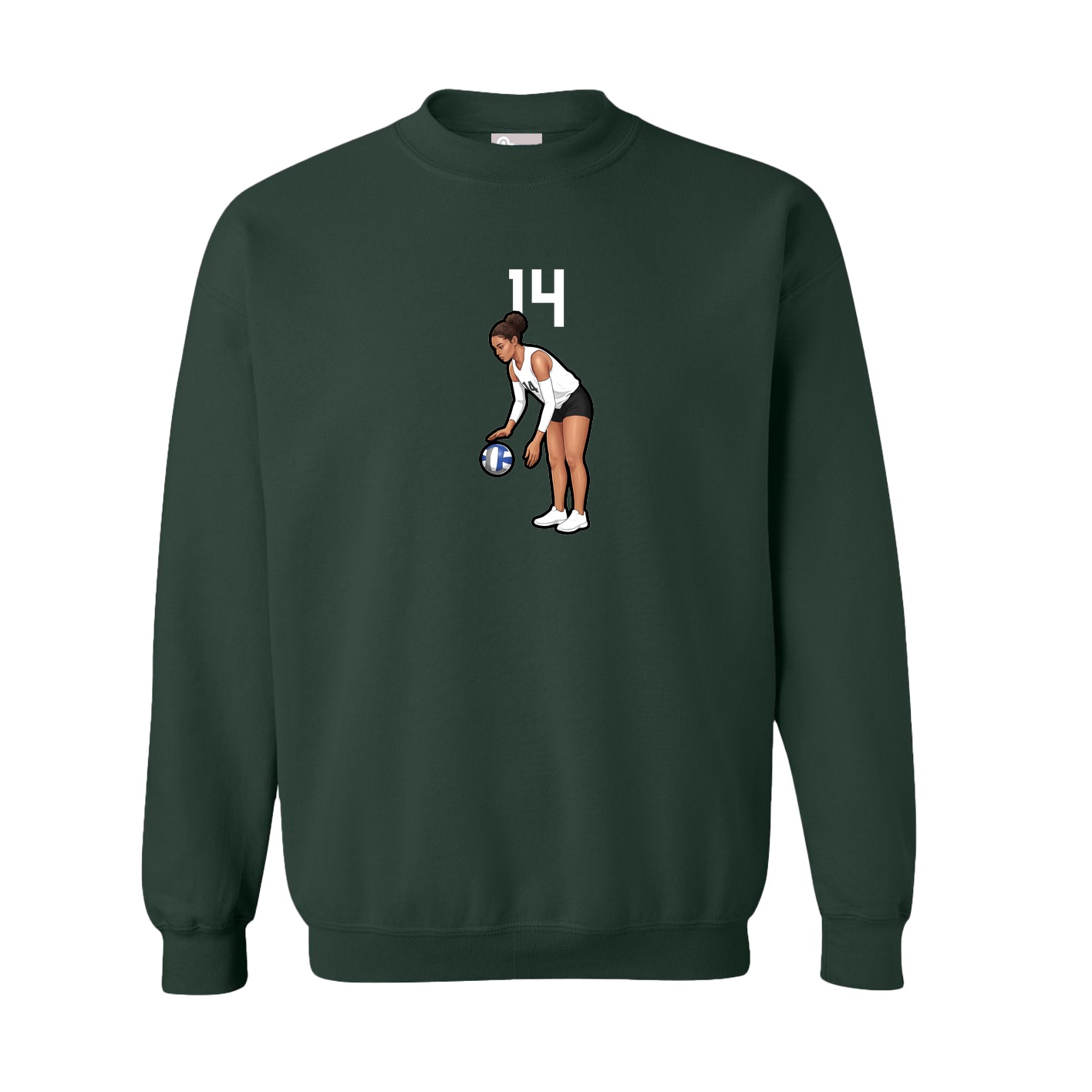 Fleece Crew — Number Top in Green