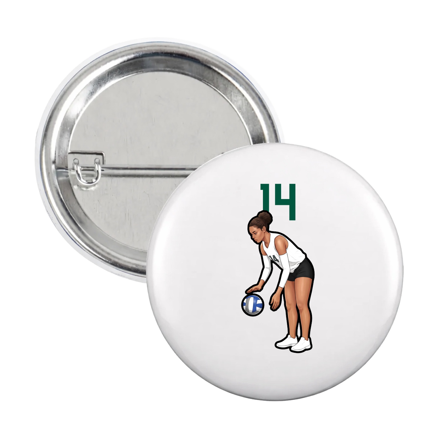 Game Day Button — Number Top in White