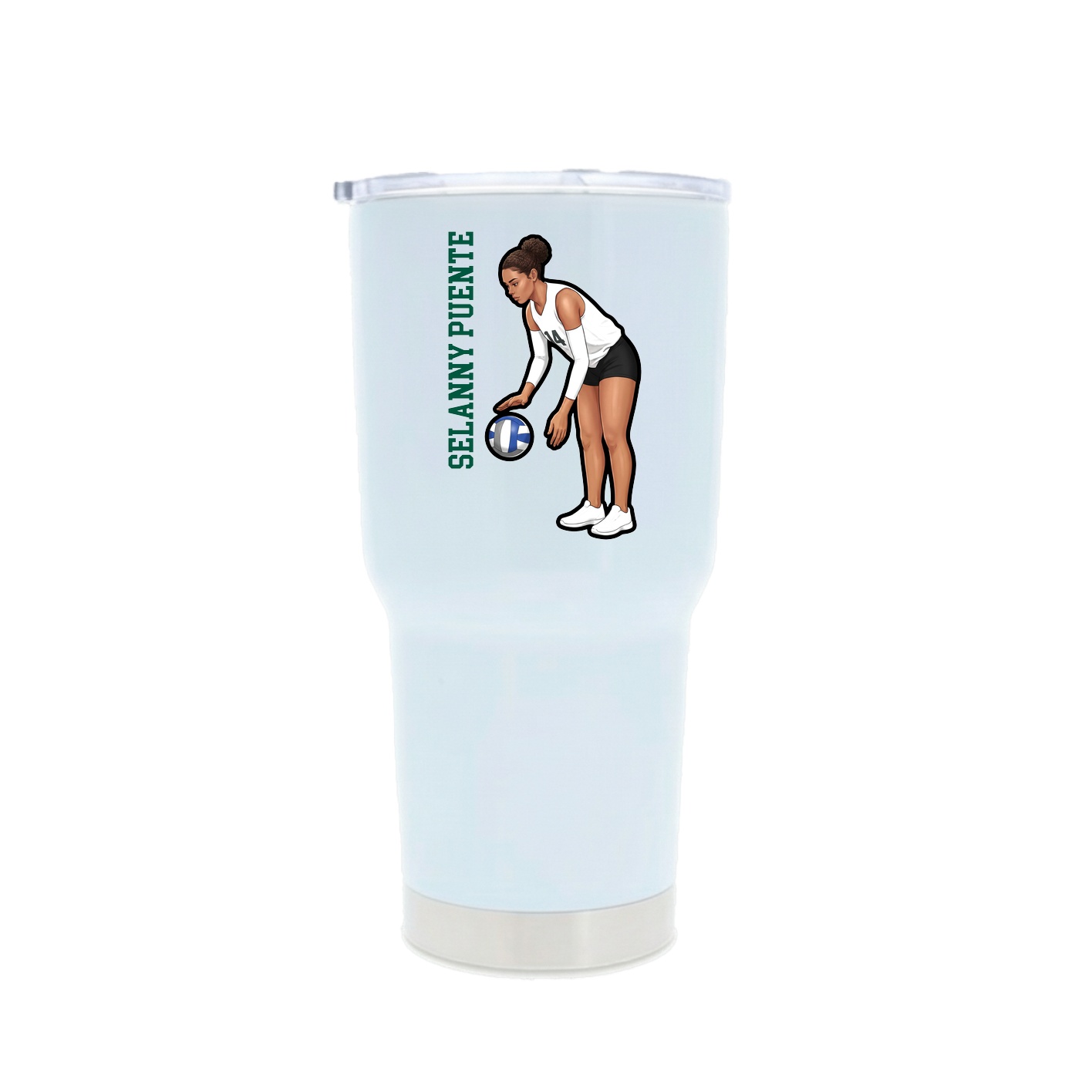 30oz Stainless Steel Tumbler — Name Vertical in White