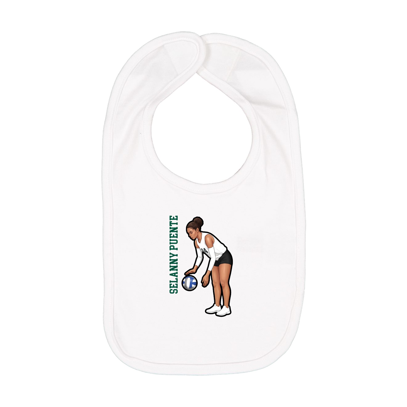 Infant Bib — Name Vertical in White