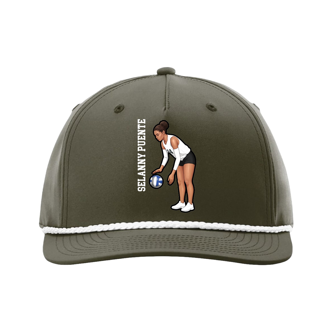 Five-Panel Classic Rope Cap — Name Vertical in Green