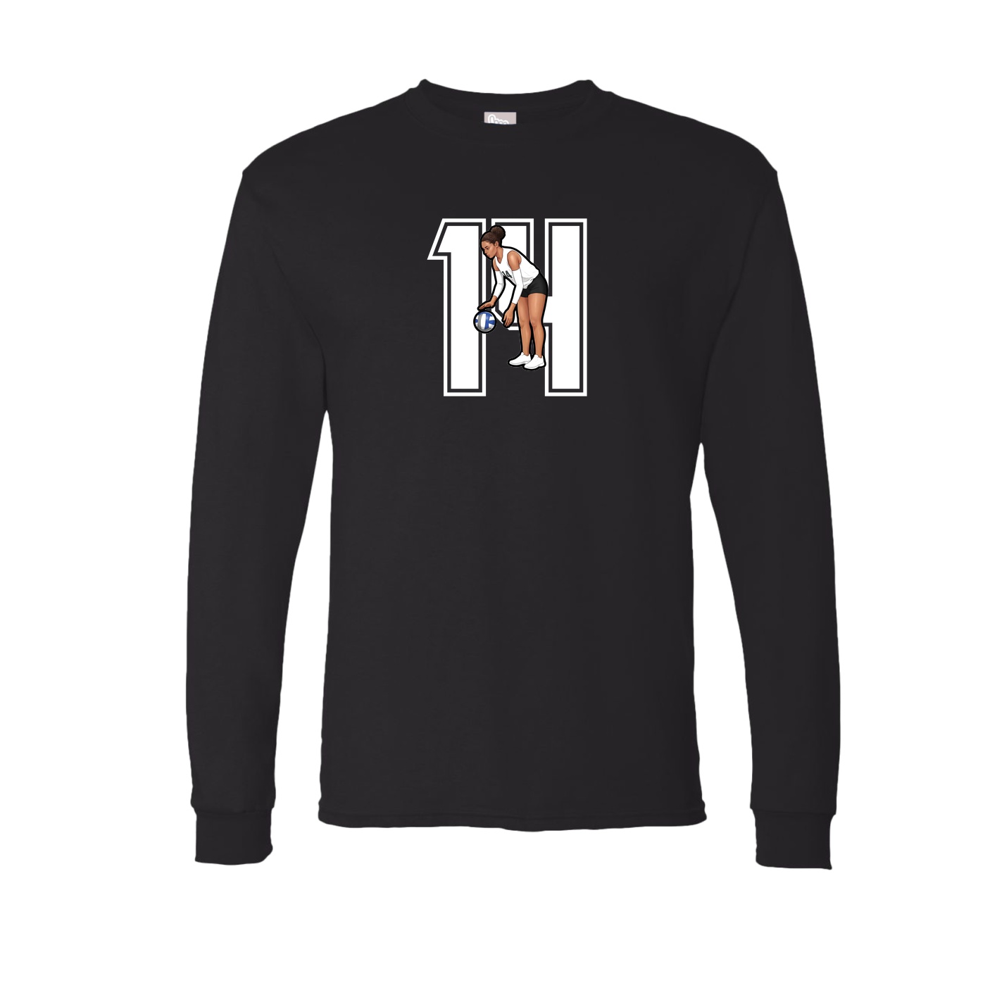 Long Sleeve Tee — Number in Black