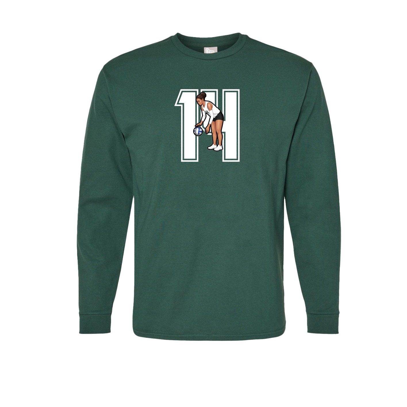 Long Sleeve Tee — Number in Green