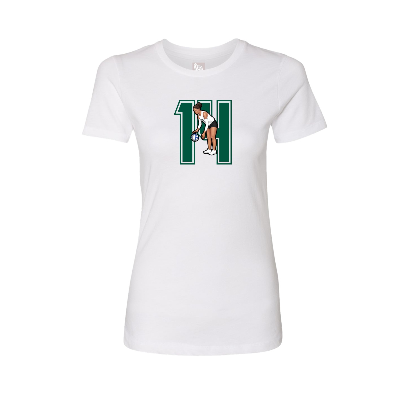 Fitted Women's Tee — Number in White