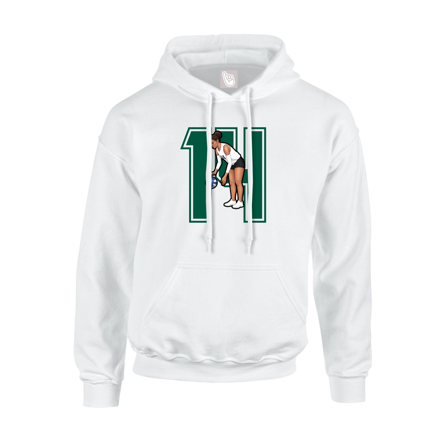 Youth Hoodie — Number in White