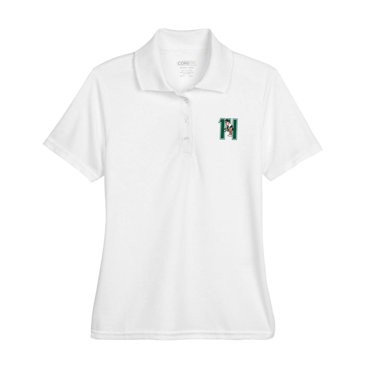 Womens Performance Polo — Number in White
