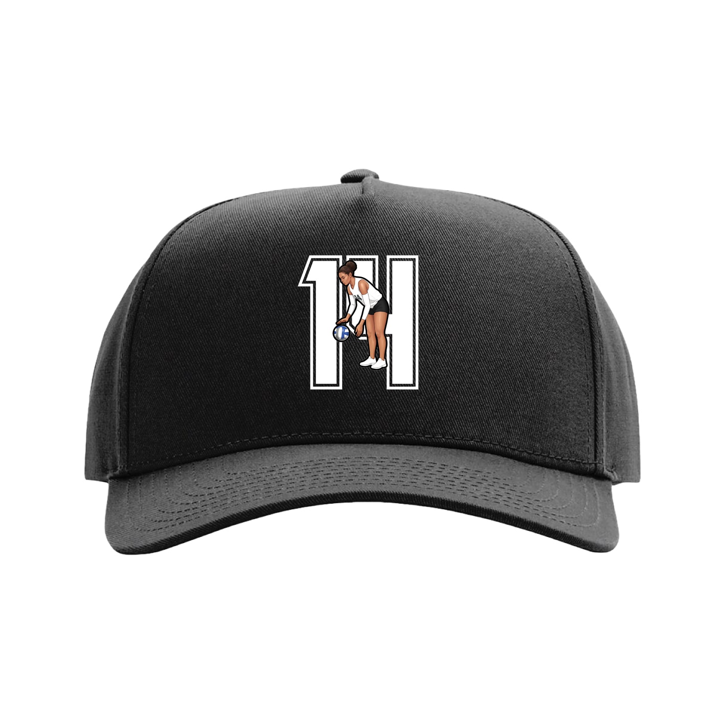 Full Fabric Five-Panel Champ Cap — Number in Black