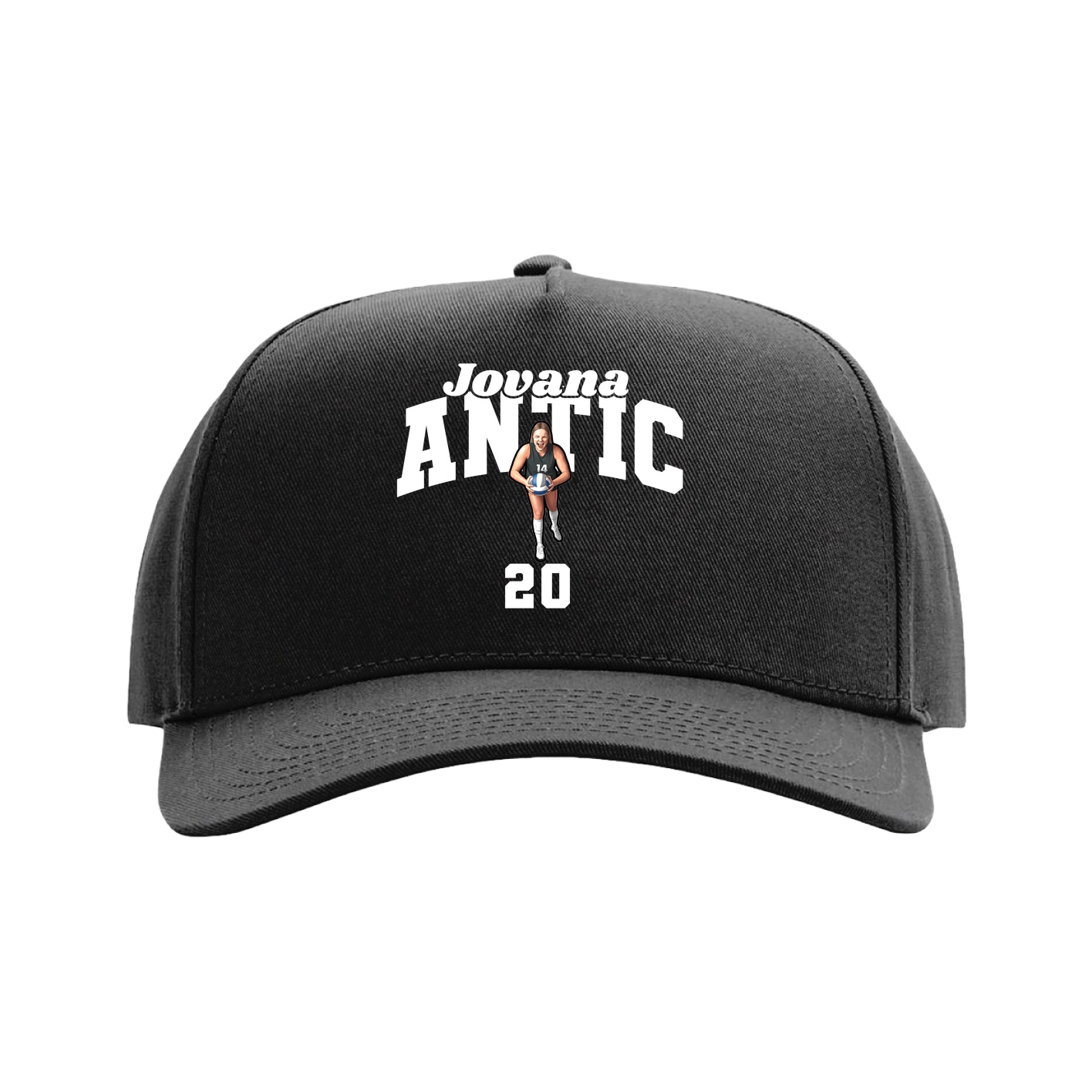 Full Fabric Five-Panel Champ Cap — Signature Arch in Black