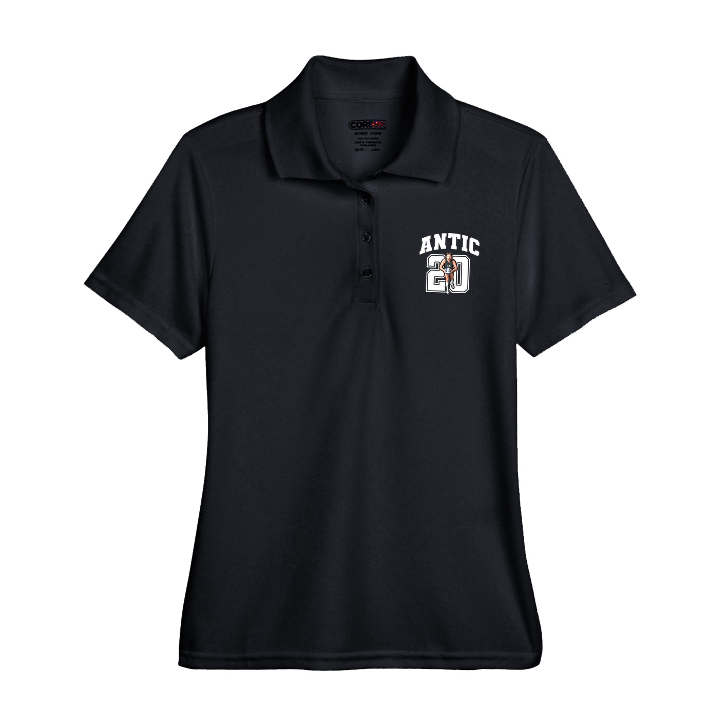 Womens Performance Polo — Number in Black
