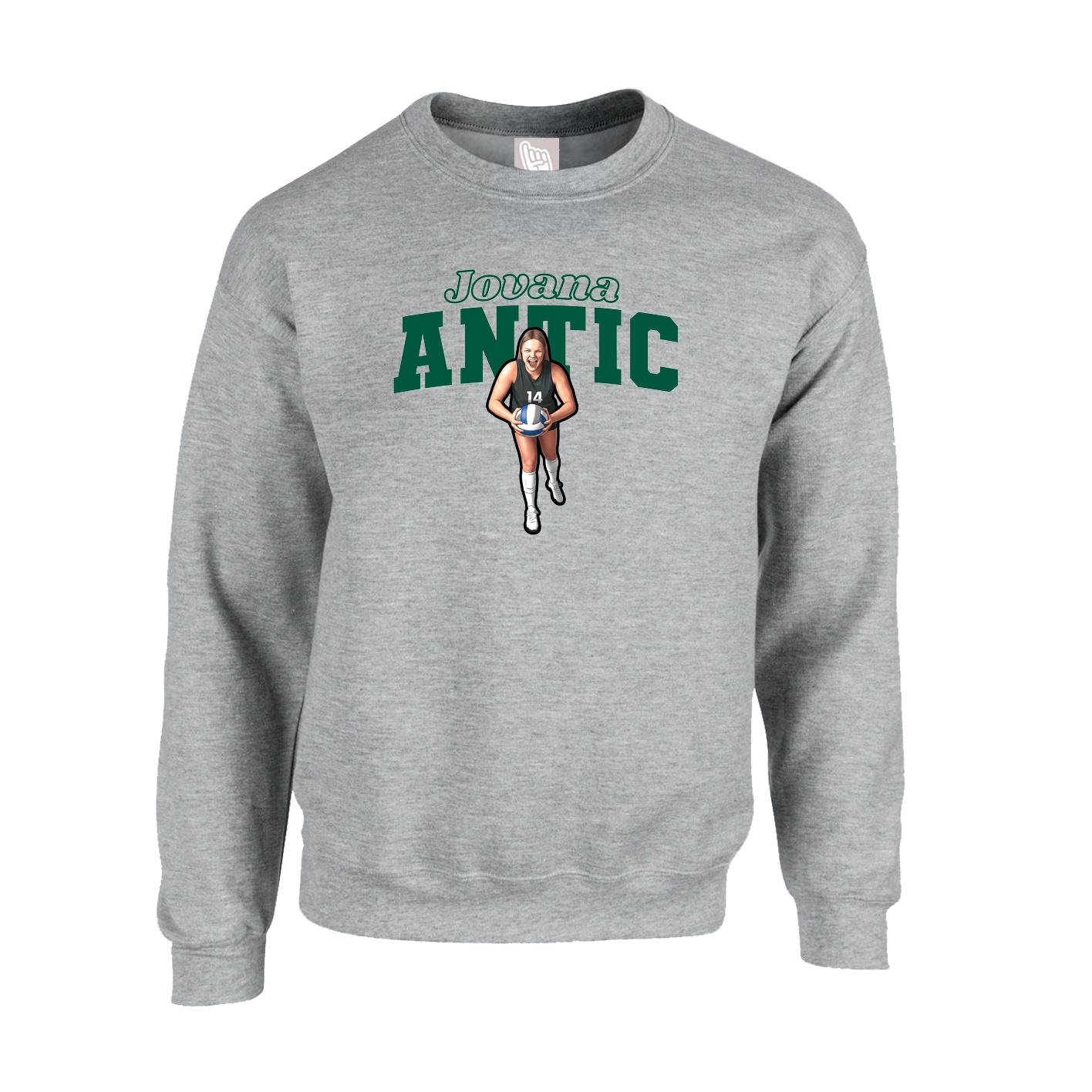 Fleece Crew — Name Arch in Grey
