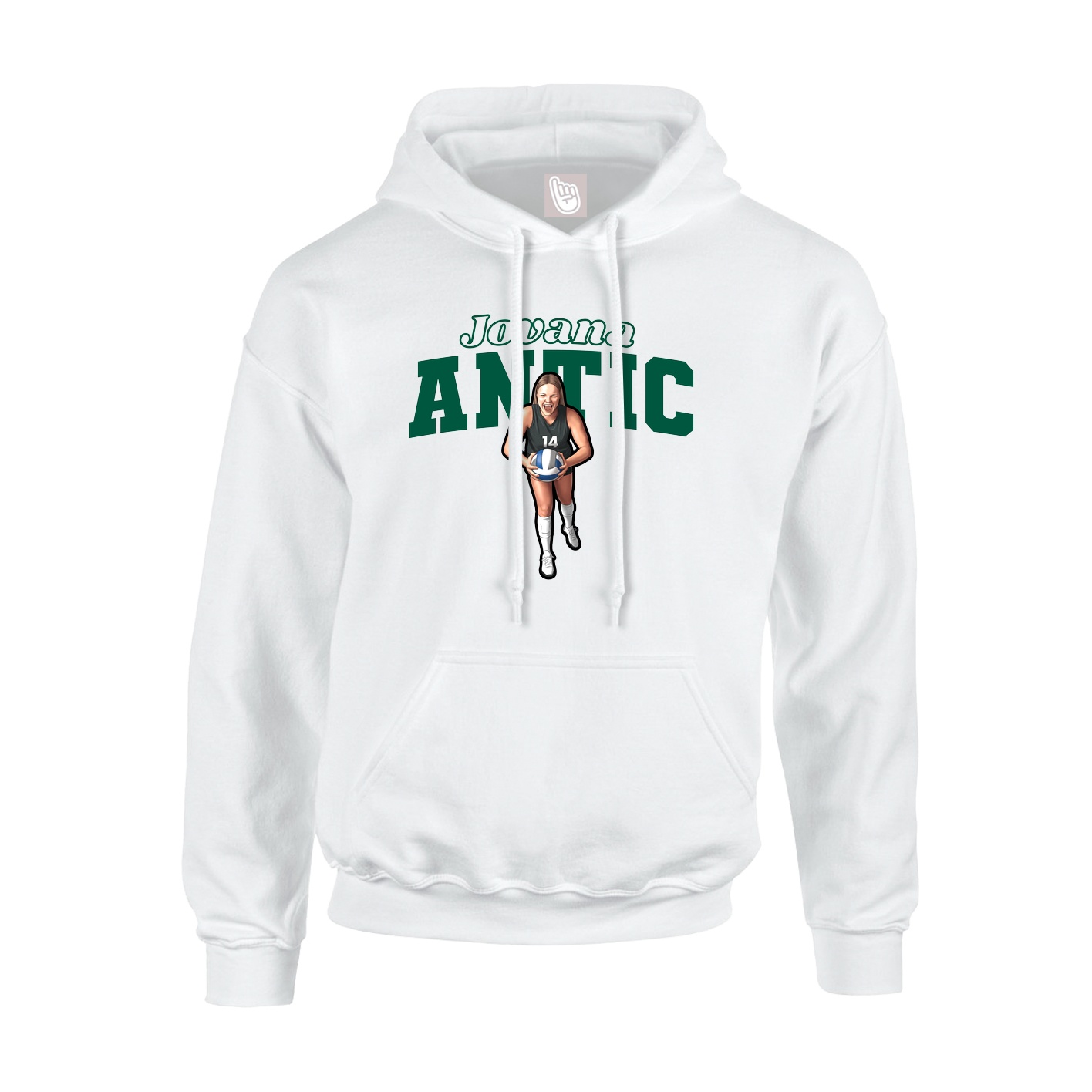 Youth Hoodie — Name Arch in White