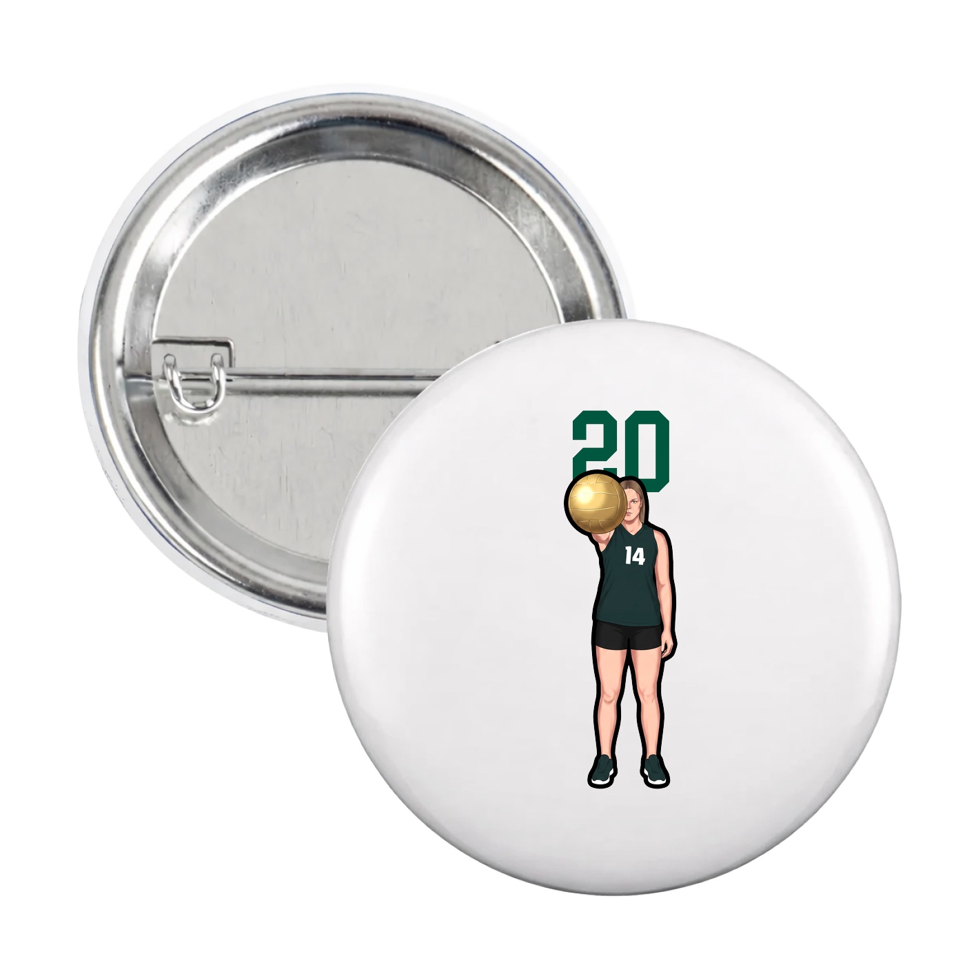 Game Day Button — Number Top in White