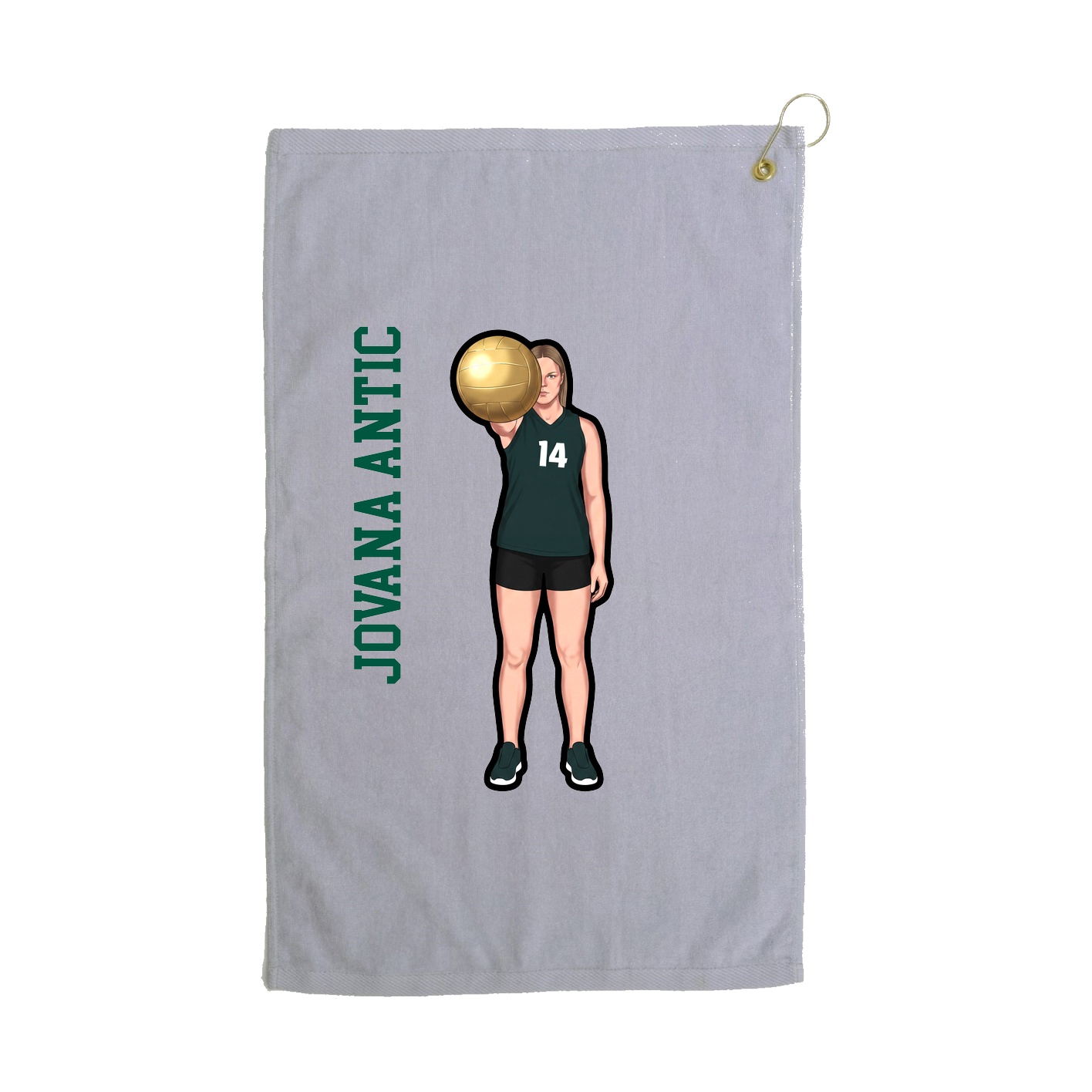 Golf Towel — Name Vertical in Grey