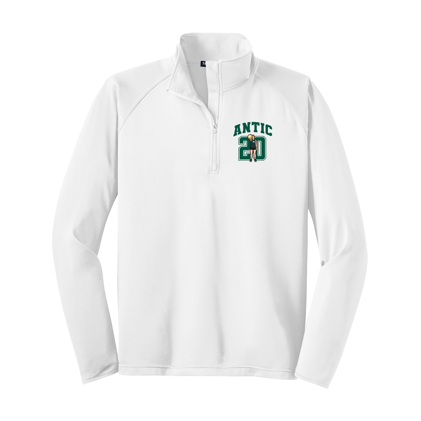 Q-Zip Pullover — Number in White