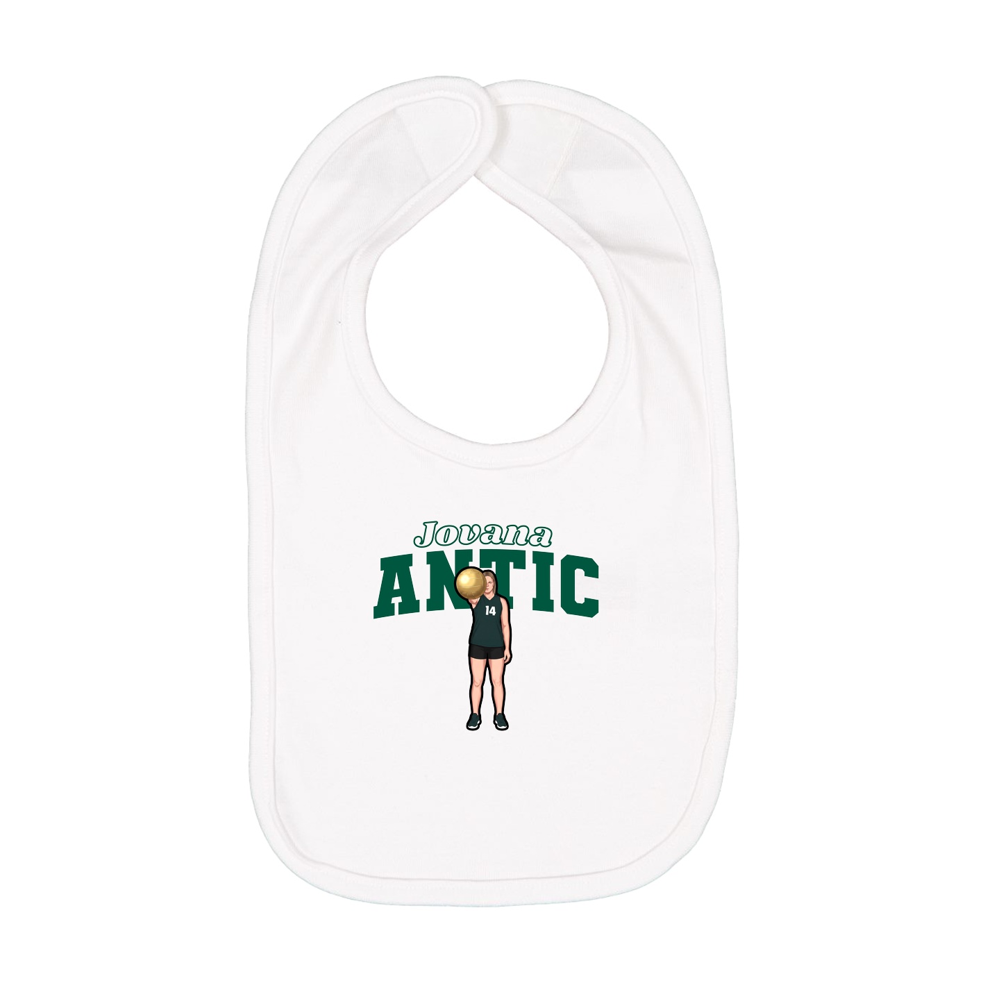 Infant Bib — Name Arch in White
